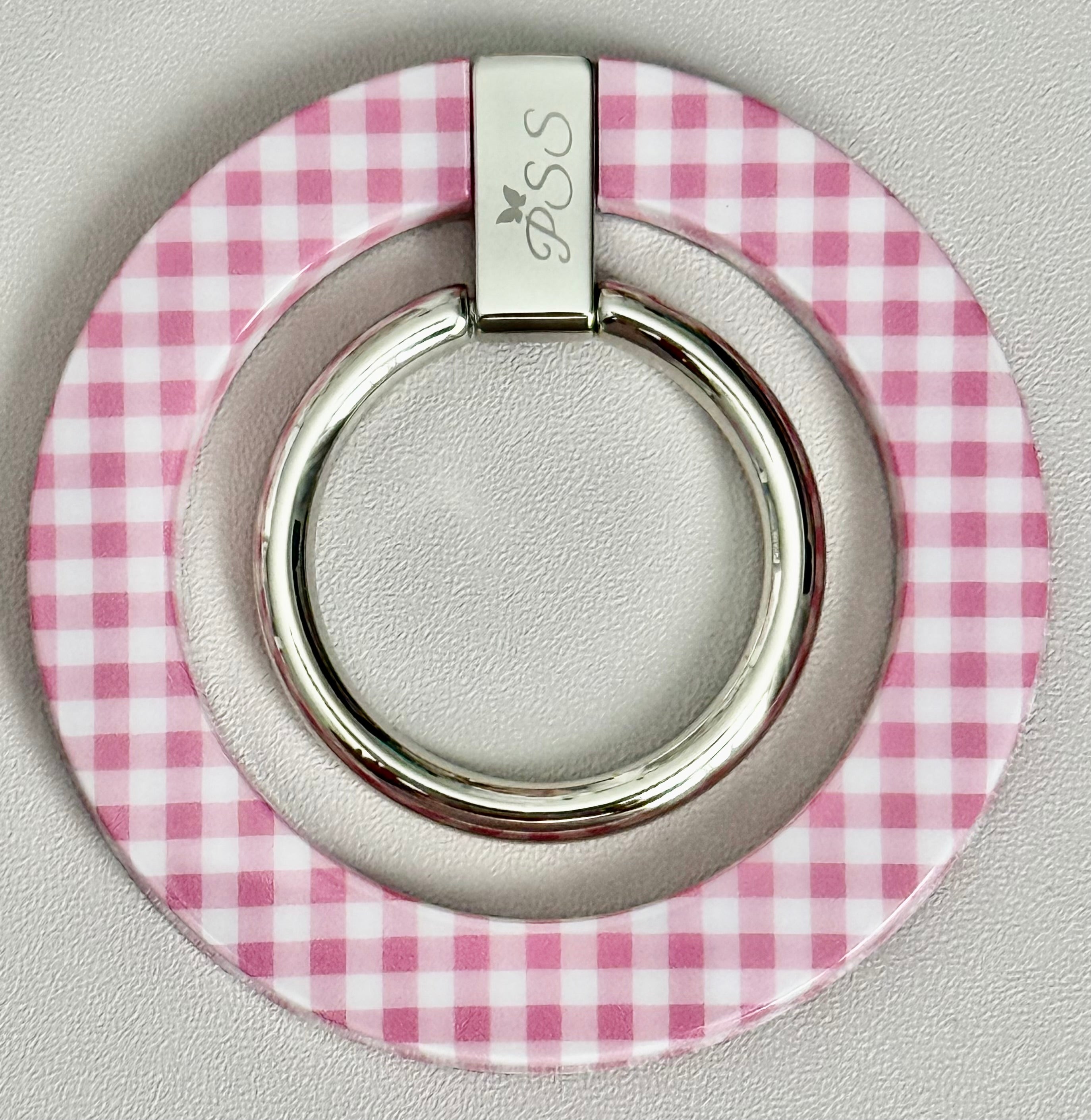 Pink Gingham MagSafe Phone Ring Grip