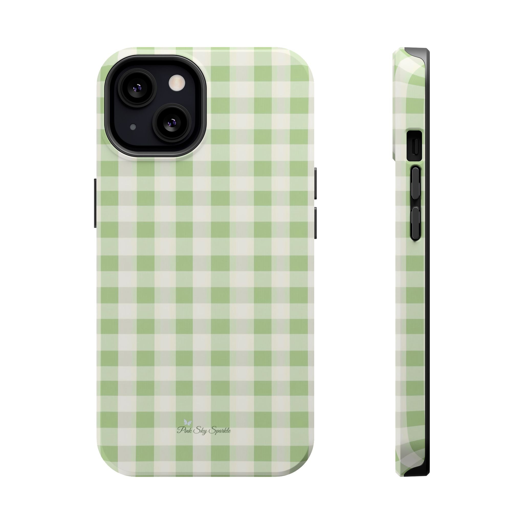 Pastel Picnic Green Gingham Magnetic iPhone Case
