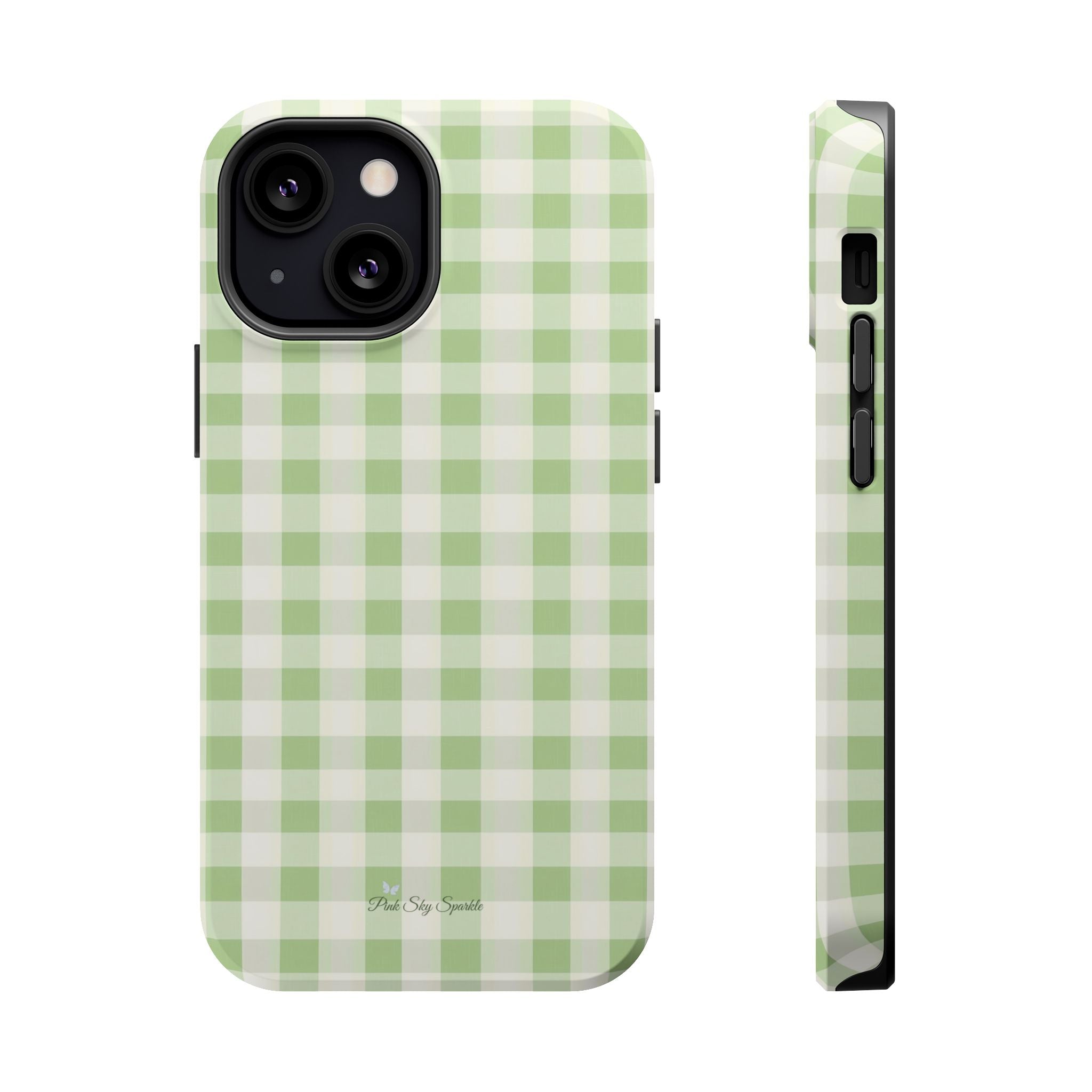 Pastel Picnic Green Gingham Magnetic iPhone Case