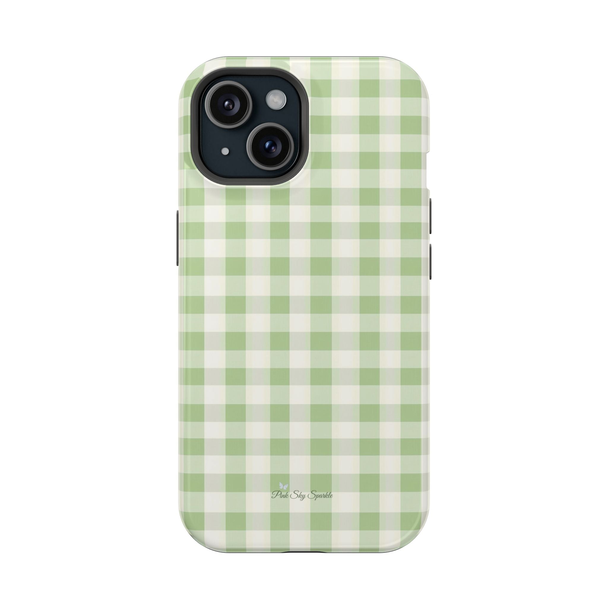 Pastel Picnic Green Gingham Magnetic iPhone Case