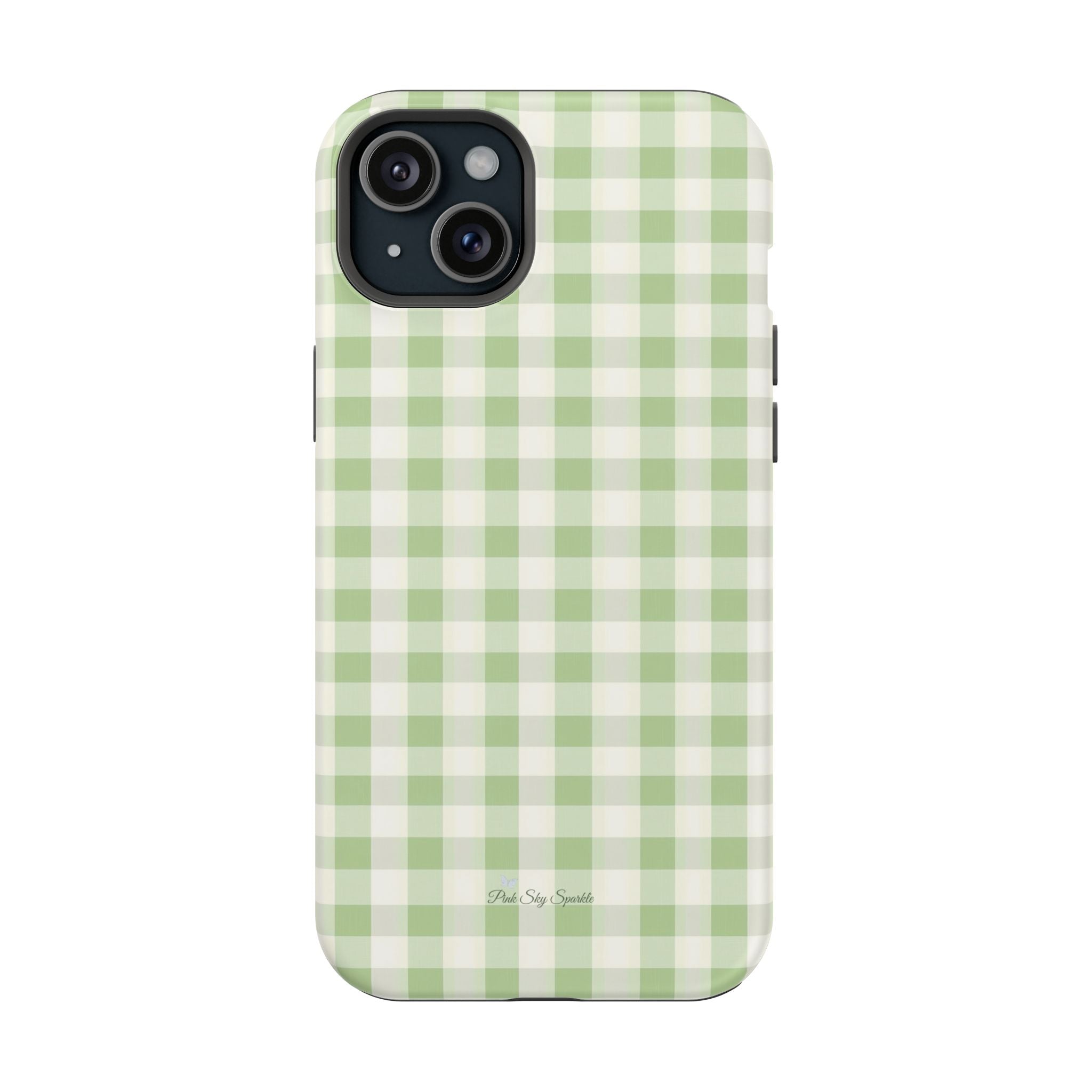 Pastel Picnic Green Gingham Magnetic iPhone Case