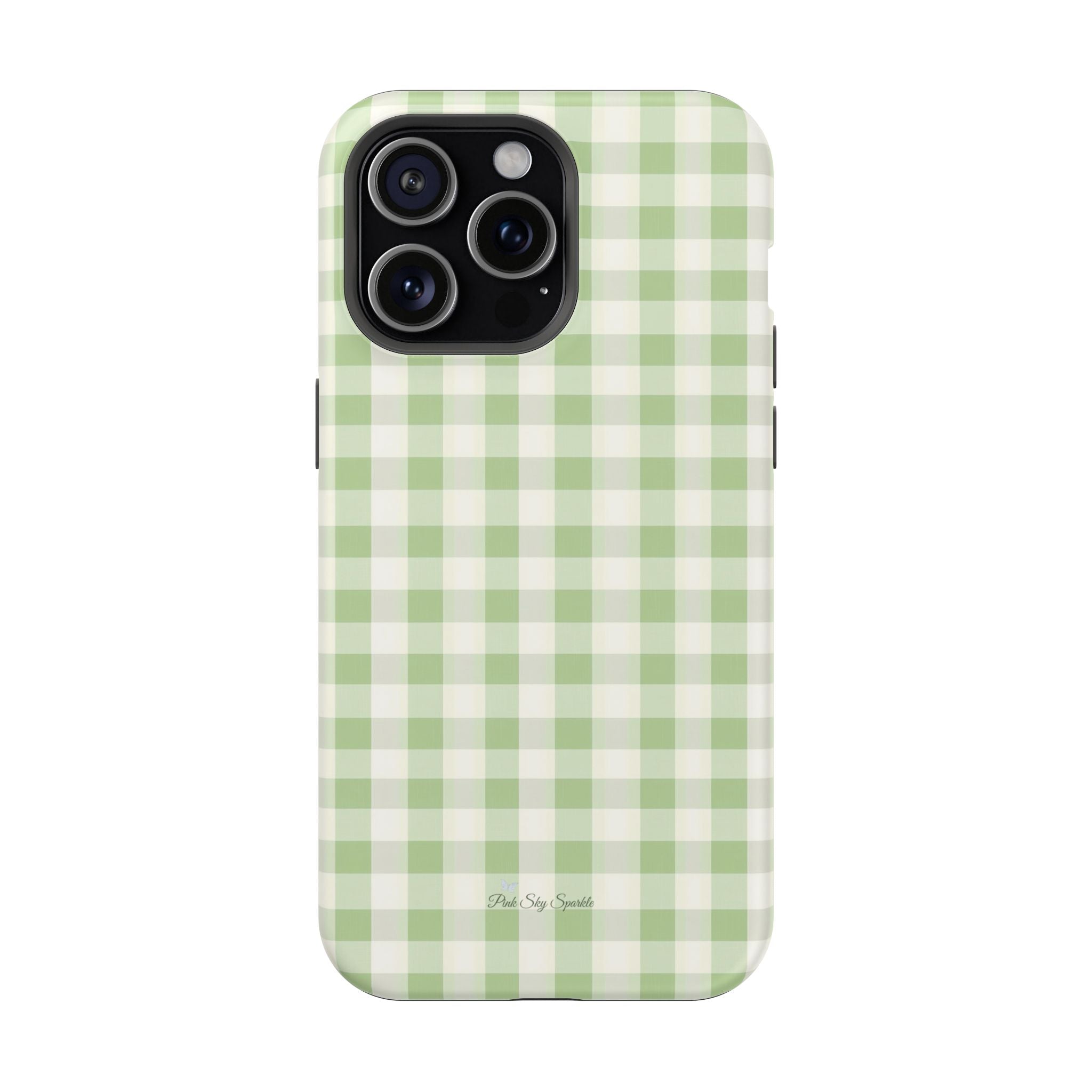 Pastel Picnic Green Gingham Magnetic iPhone Case