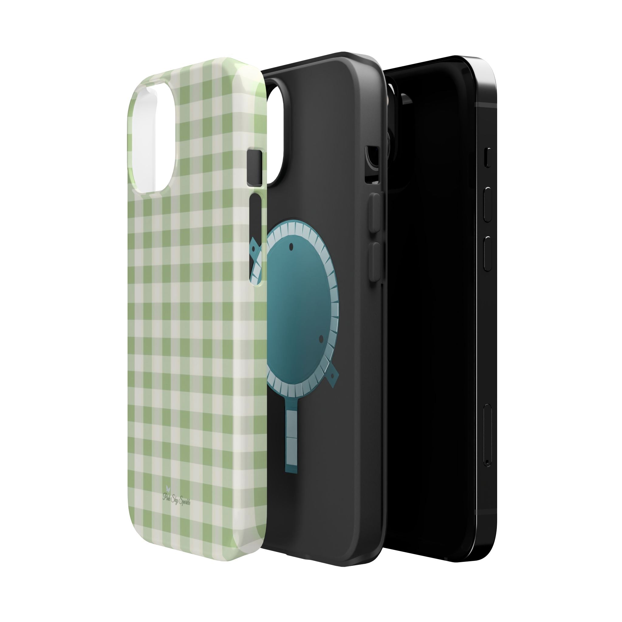 Pastel Picnic Green Gingham Magnetic iPhone Case