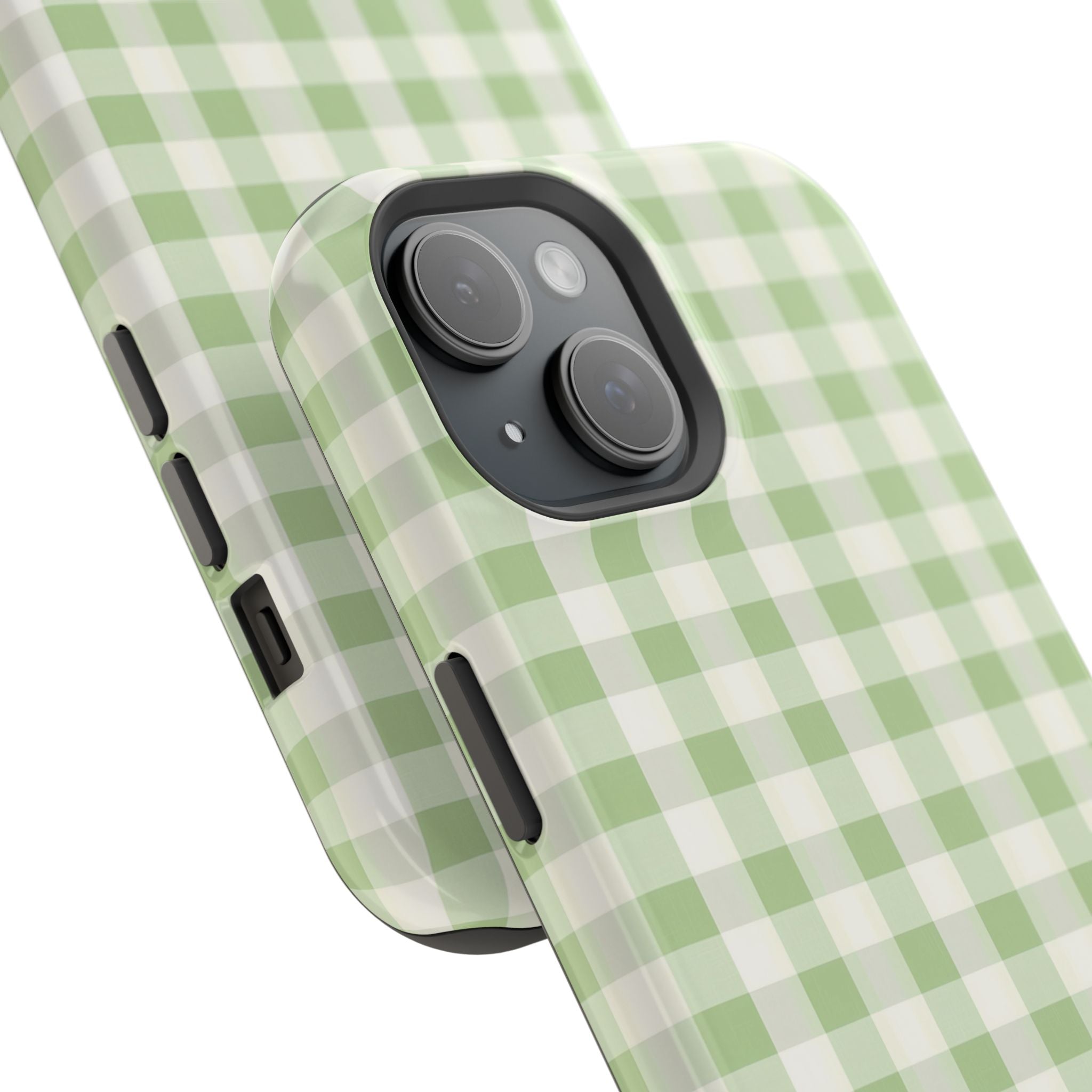 Pastel Picnic Green Gingham Magnetic iPhone Case