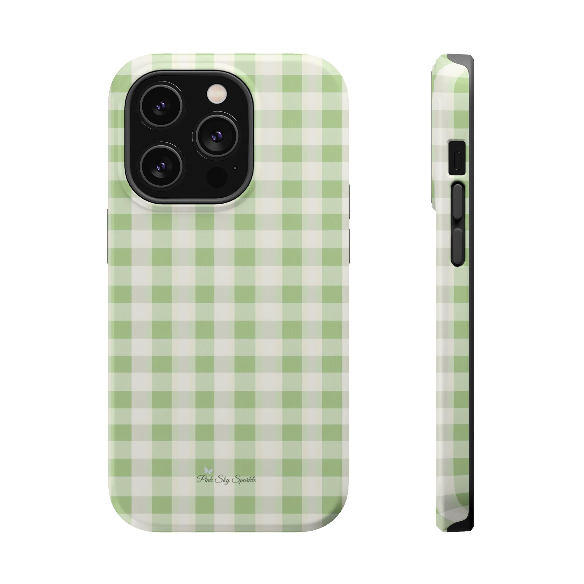 Pastel Picnic Green Gingham Magnetic iPhone Case