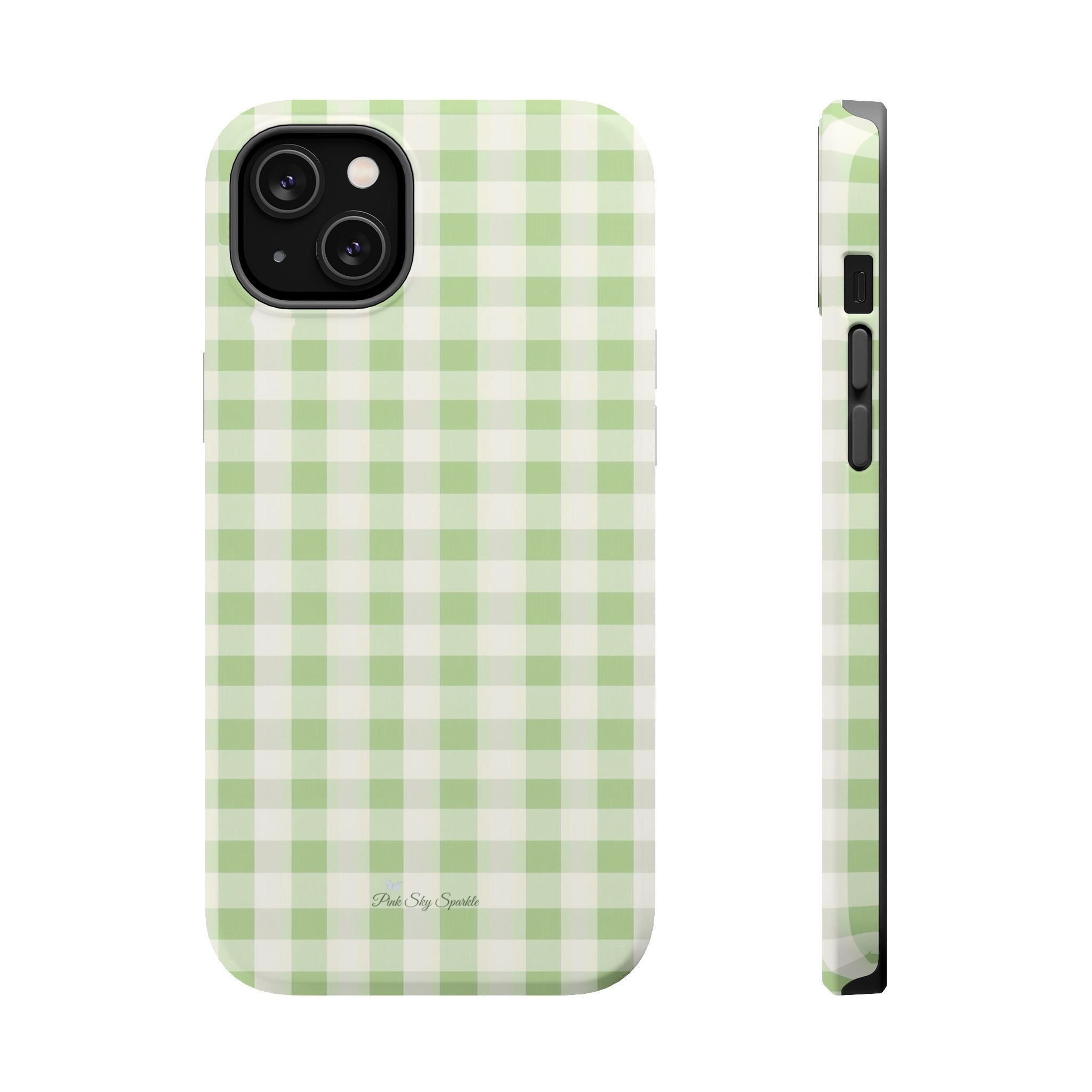 Pastel Picnic Green Gingham Magnetic iPhone Case