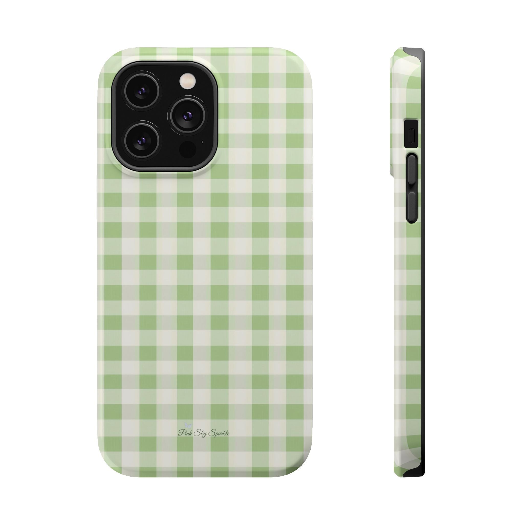Pastel Picnic Green Gingham Magnetic iPhone Case