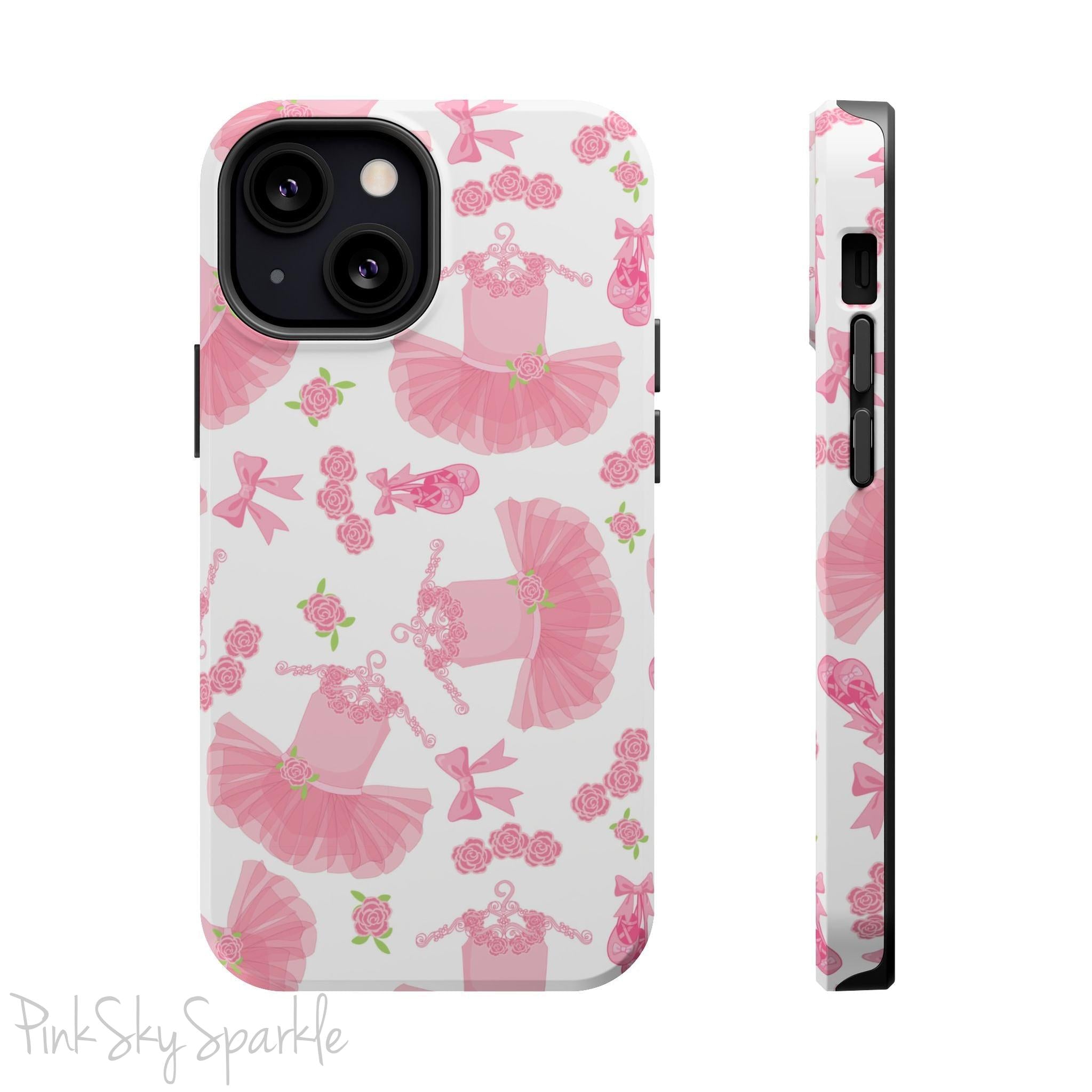 Grace and charm come together with the Petit Pirouette Magnetic iPhone Case. Featuring delicate pink tutus and elegant pink bows in, this case is perfect for dance lovers and those who adore coquette aesthetics. Stylish, durable, and compatible with iPhone models 13, 14, 15, and 16.