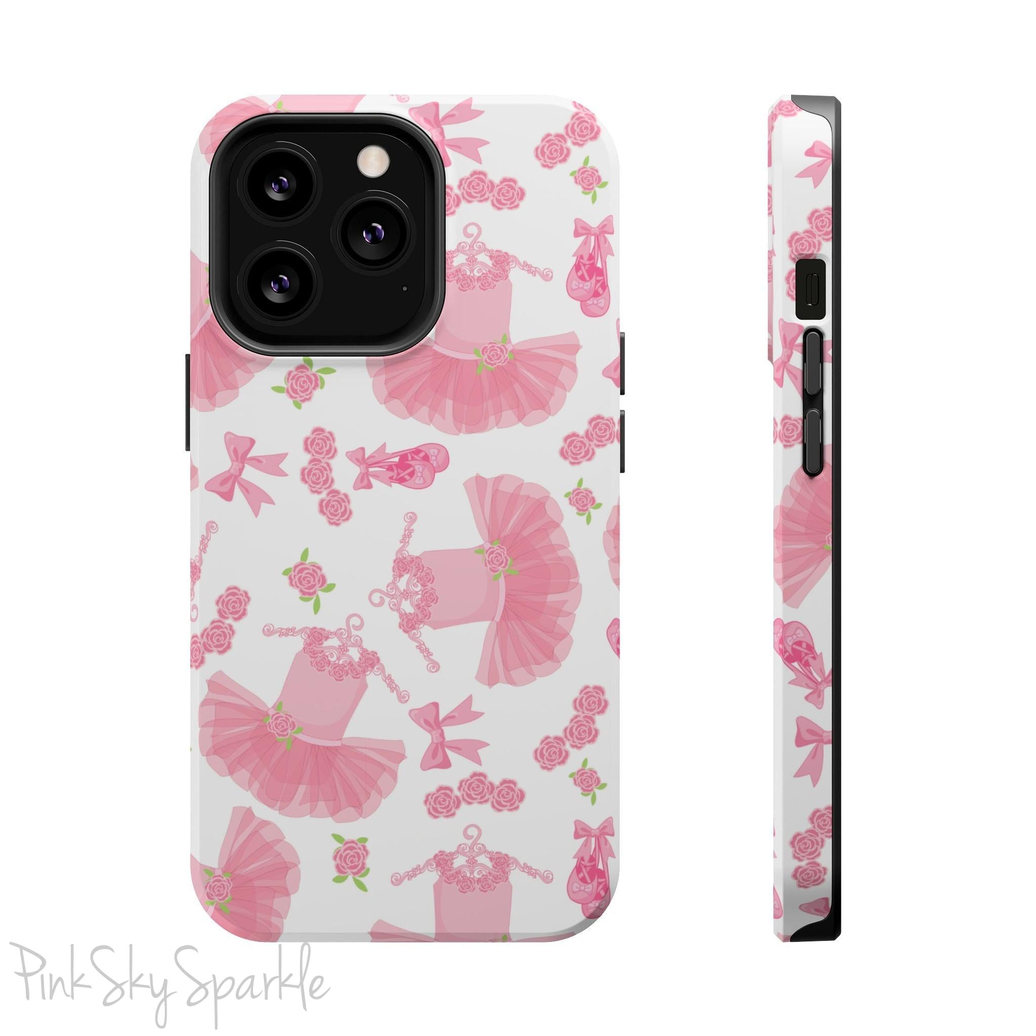 Grace and charm come together with the Petit Pirouette Magnetic iPhone Case. Featuring delicate pink tutus and elegant pink bows in, this case is perfect for dance lovers and those who adore coquette aesthetics. Stylish, durable, and compatible with iPhone models 13, 14, 15, and 16.