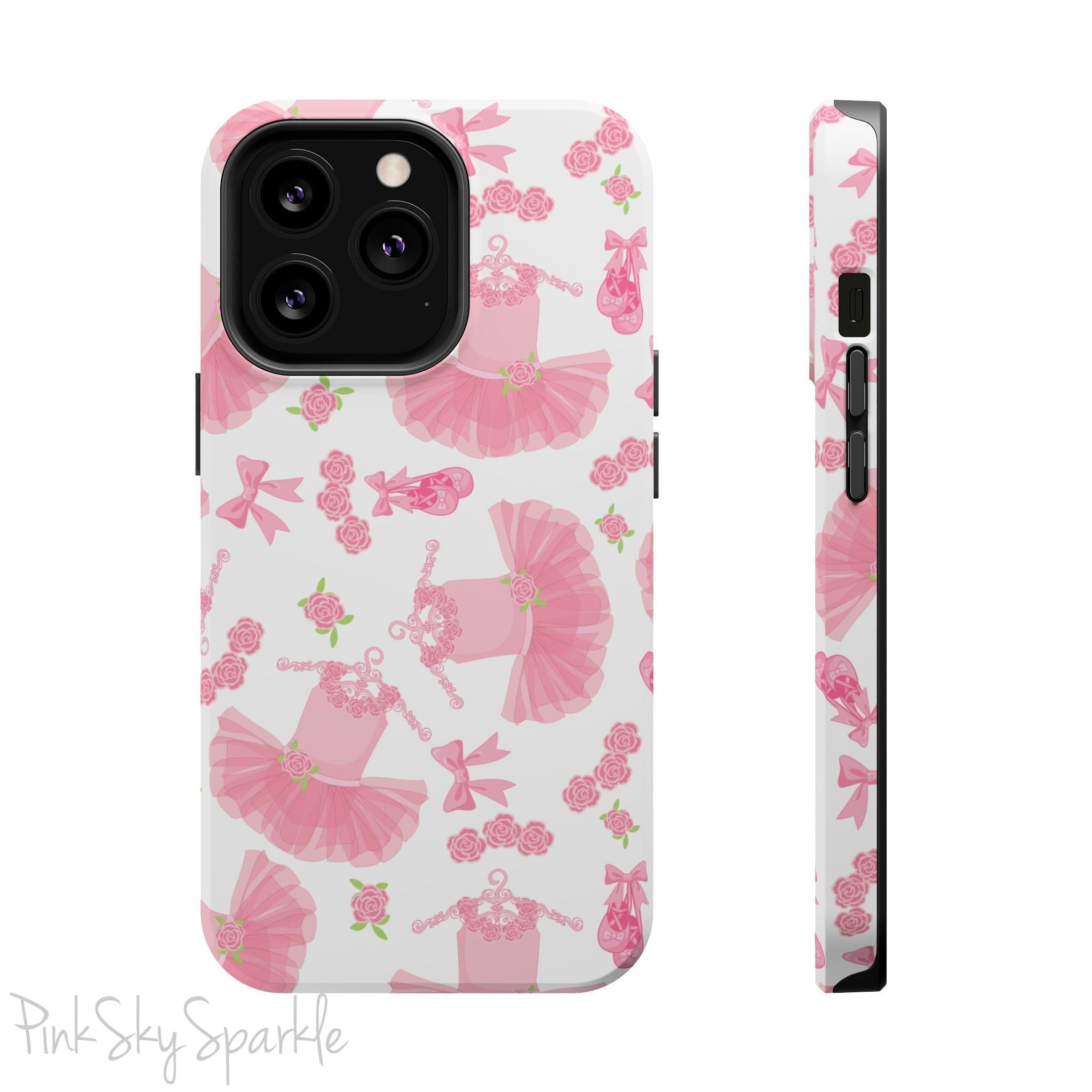 Grace and charm come together with the Petit Pirouette Magnetic iPhone Case. Featuring delicate pink tutus and elegant pink bows in, this case is perfect for dance lovers and those who adore coquette aesthetics. Stylish, durable, and compatible with iPhone models 13, 14, 15, and 16.