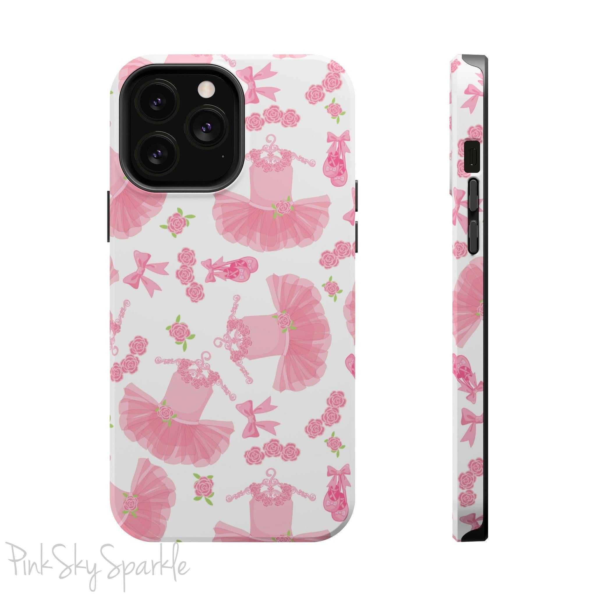 Grace and charm come together with the Petit Pirouette Magnetic iPhone Case. Featuring delicate pink tutus and elegant pink bows in, this case is perfect for dance lovers and those who adore coquette aesthetics. Stylish, durable, and compatible with iPhone models 13, 14, 15, and 16.