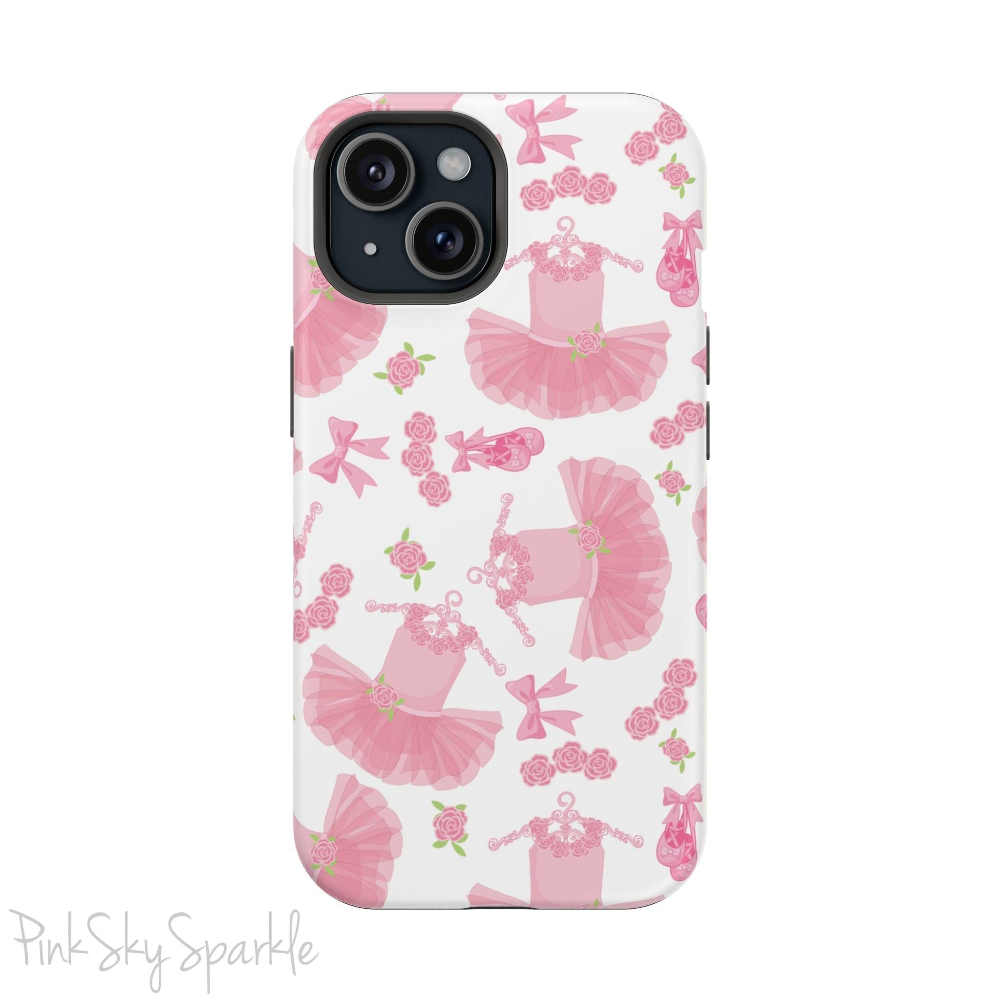 Grace and charm come together with the Petit Pirouette Magnetic iPhone Case. Featuring delicate pink tutus and elegant pink bows in, this case is perfect for dance lovers and those who adore coquette aesthetics. Stylish, durable, and compatible with iPhone models 13, 14, 15, and 16.