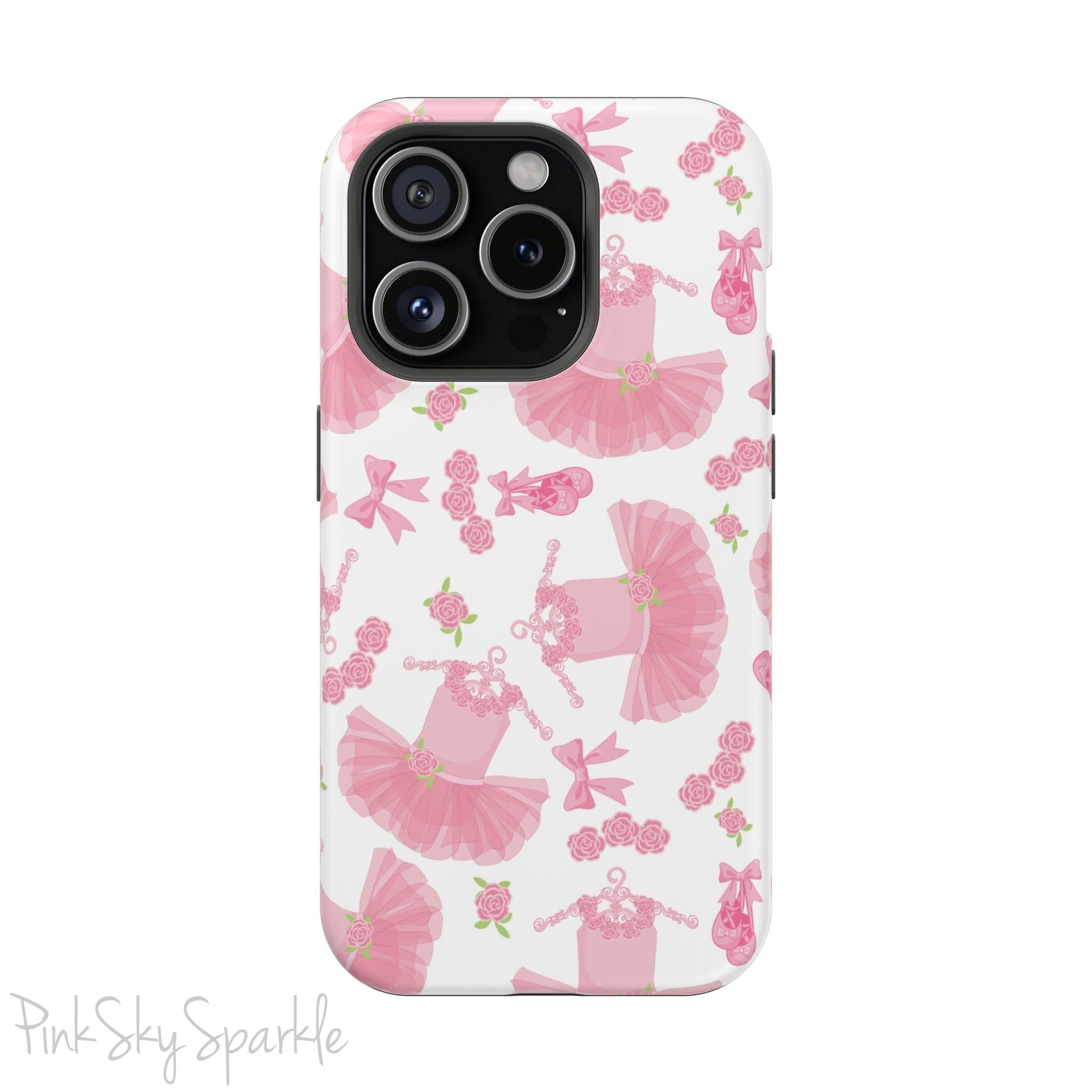 Grace and charm come together with the Petit Pirouette Magnetic iPhone Case. Featuring delicate pink tutus and elegant pink bows in, this case is perfect for dance lovers and those who adore coquette aesthetics. Stylish, durable, and compatible with iPhone models 13, 14, 15, and 16.