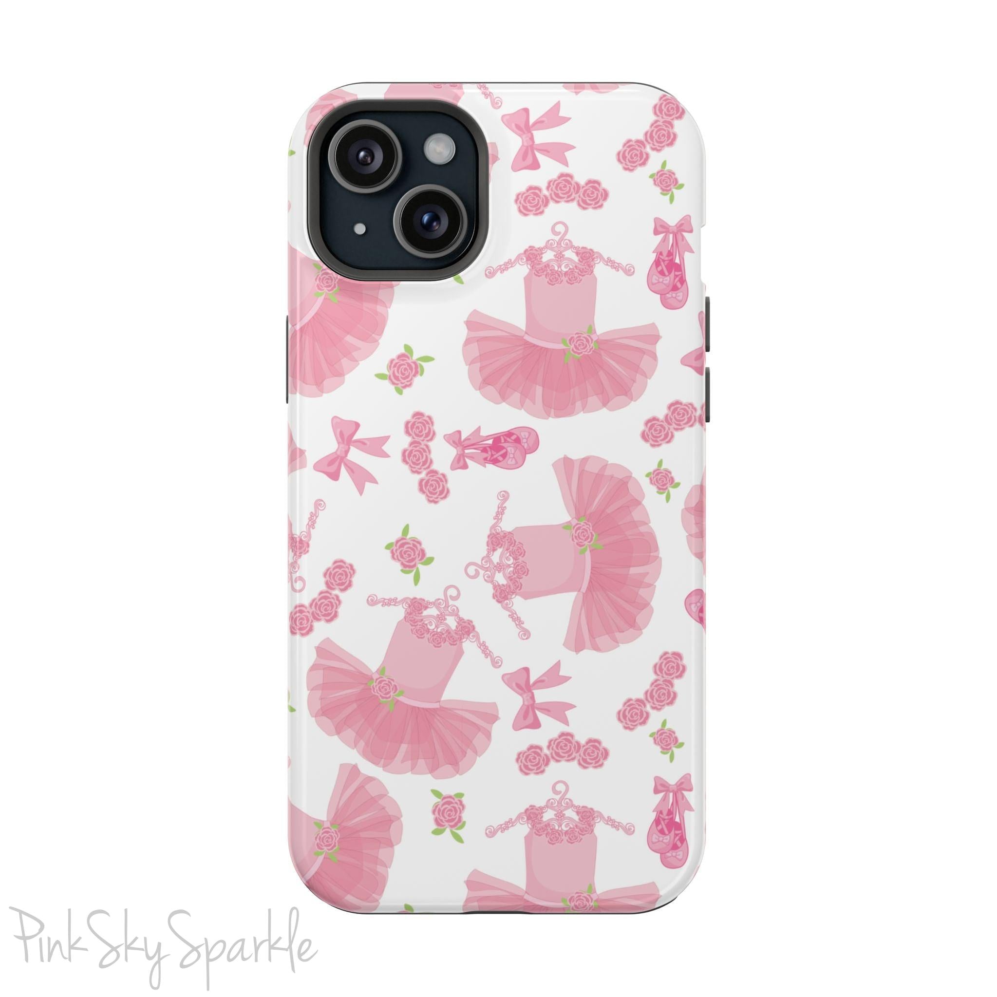 Grace and charm come together with the Petit Pirouette Magnetic iPhone Case. Featuring delicate pink tutus and elegant pink bows in, this case is perfect for dance lovers and those who adore coquette aesthetics. Stylish, durable, and compatible with iPhone models 13, 14, 15, and 16.