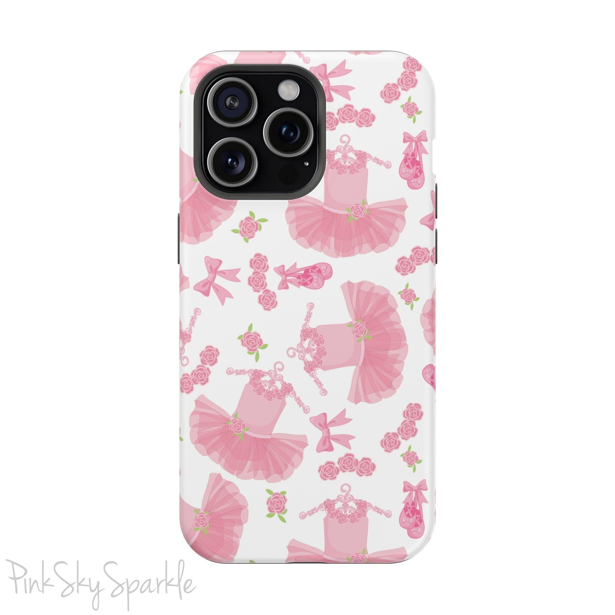 Grace and charm come together with the Petit Pirouette Magnetic iPhone Case. Featuring delicate pink tutus and elegant pink bows in, this case is perfect for dance lovers and those who adore coquette aesthetics. Stylish, durable, and compatible with iPhone models 13, 14, 15, and 16.