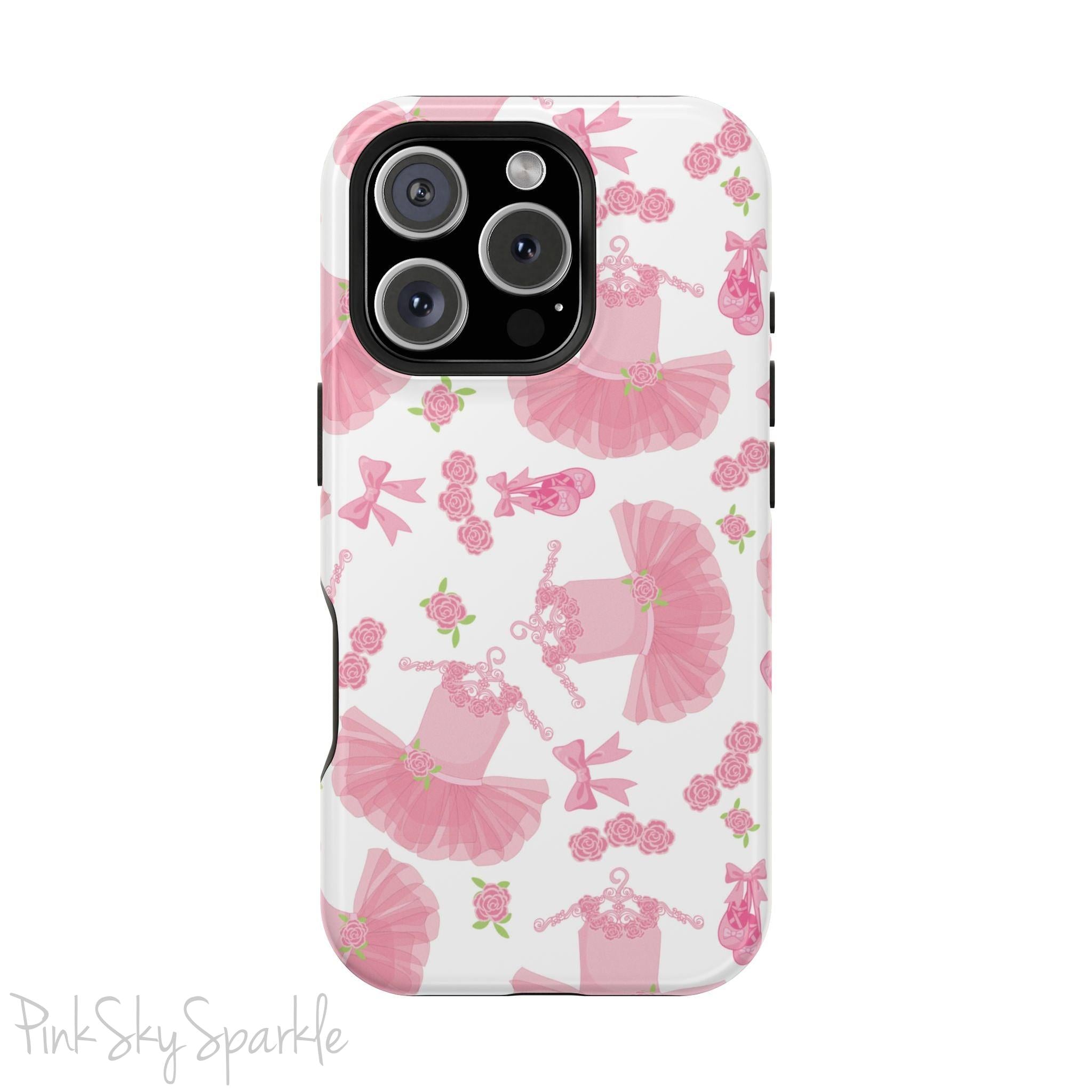 Grace and charm come together with the Petit Pirouette Magnetic iPhone Case. Featuring delicate pink tutus and elegant pink bows in, this case is perfect for dance lovers and those who adore coquette aesthetics. Stylish, durable, and compatible with iPhone models 13, 14, 15, and 16.