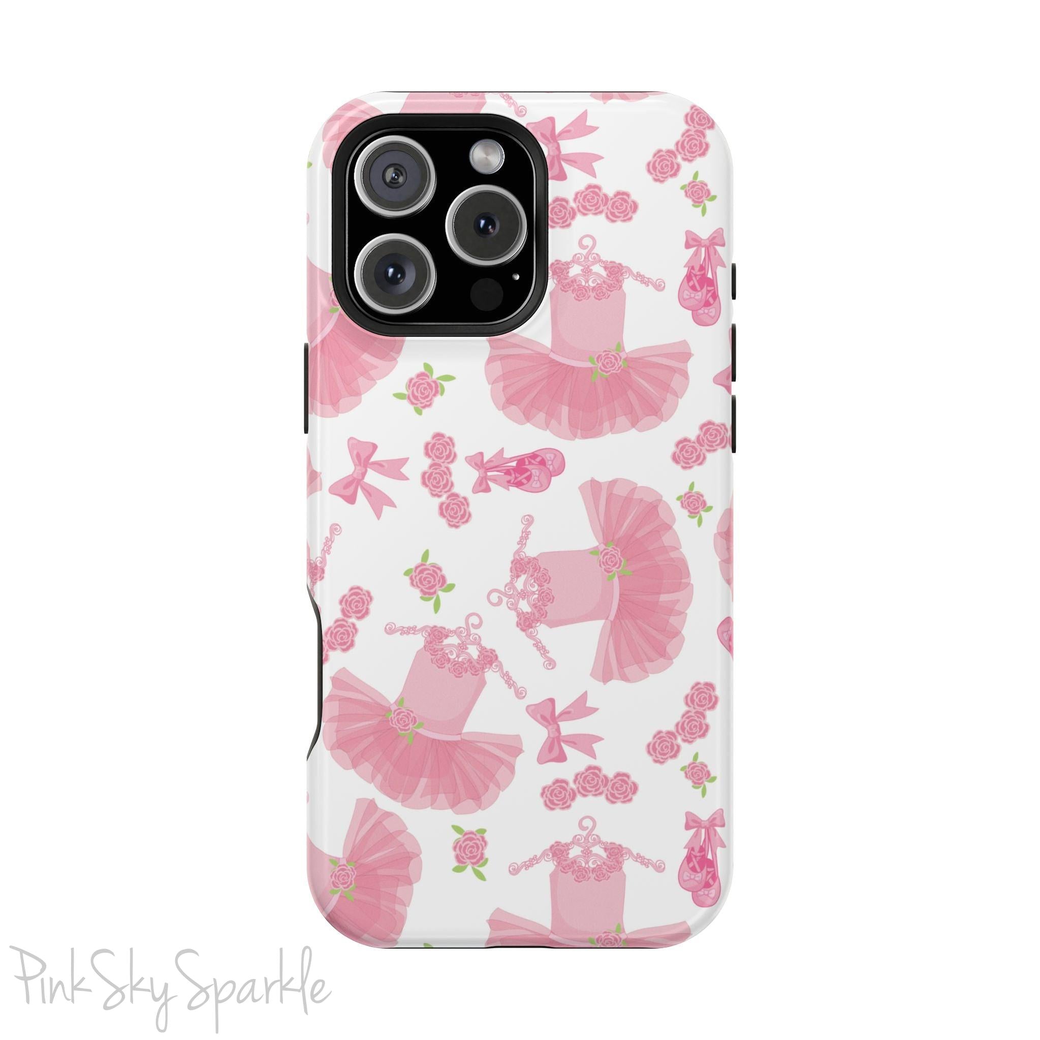Grace and charm come together with the Petit Pirouette Magnetic iPhone Case. Featuring delicate pink tutus and elegant pink bows in, this case is perfect for dance lovers and those who adore coquette aesthetics. Stylish, durable, and compatible with iPhone models 13, 14, 15, and 16.