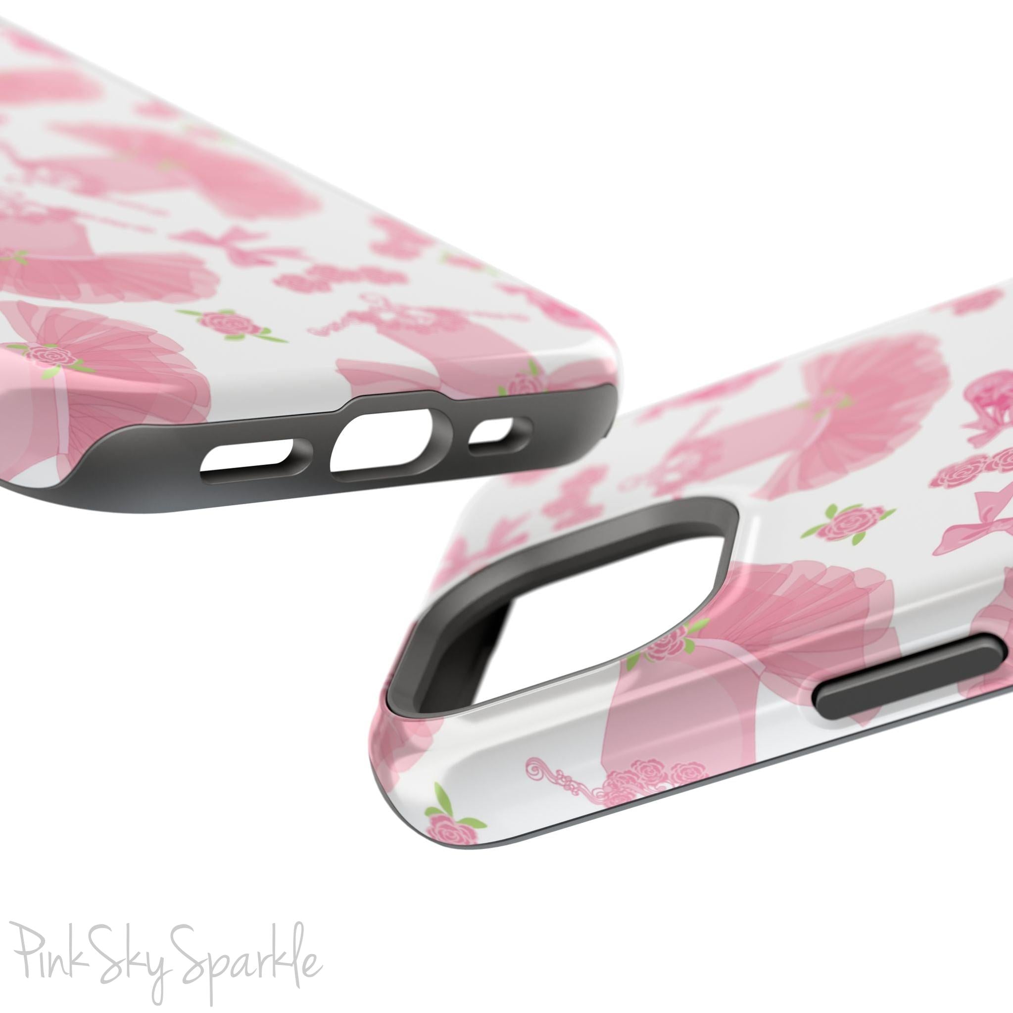 Grace and charm come together with the Petit Pirouette Magnetic iPhone Case. Featuring delicate pink tutus and elegant pink bows in, this case is perfect for dance lovers and those who adore coquette aesthetics. Stylish, durable, and compatible with iPhone models 13, 14, 15, and 16.