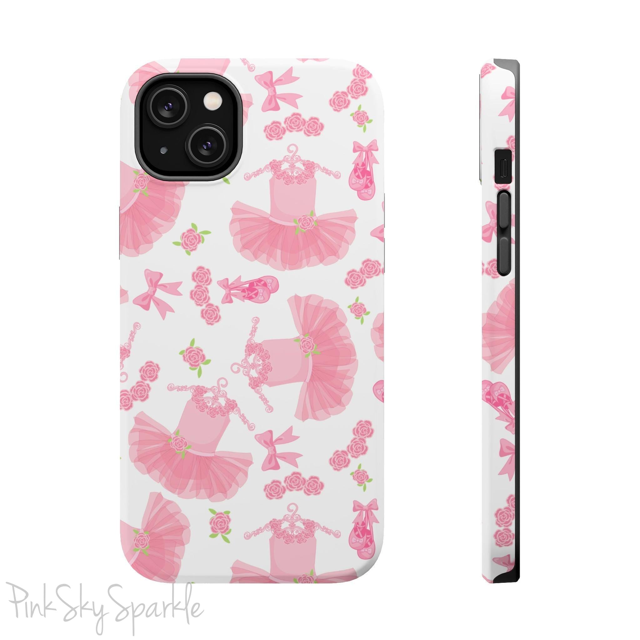 Grace and charm come together with the Petit Pirouette Magnetic iPhone Case. Featuring delicate pink tutus and elegant pink bows in, this case is perfect for dance lovers and those who adore coquette aesthetics. Stylish, durable, and compatible with iPhone models 13, 14, 15, and 16.