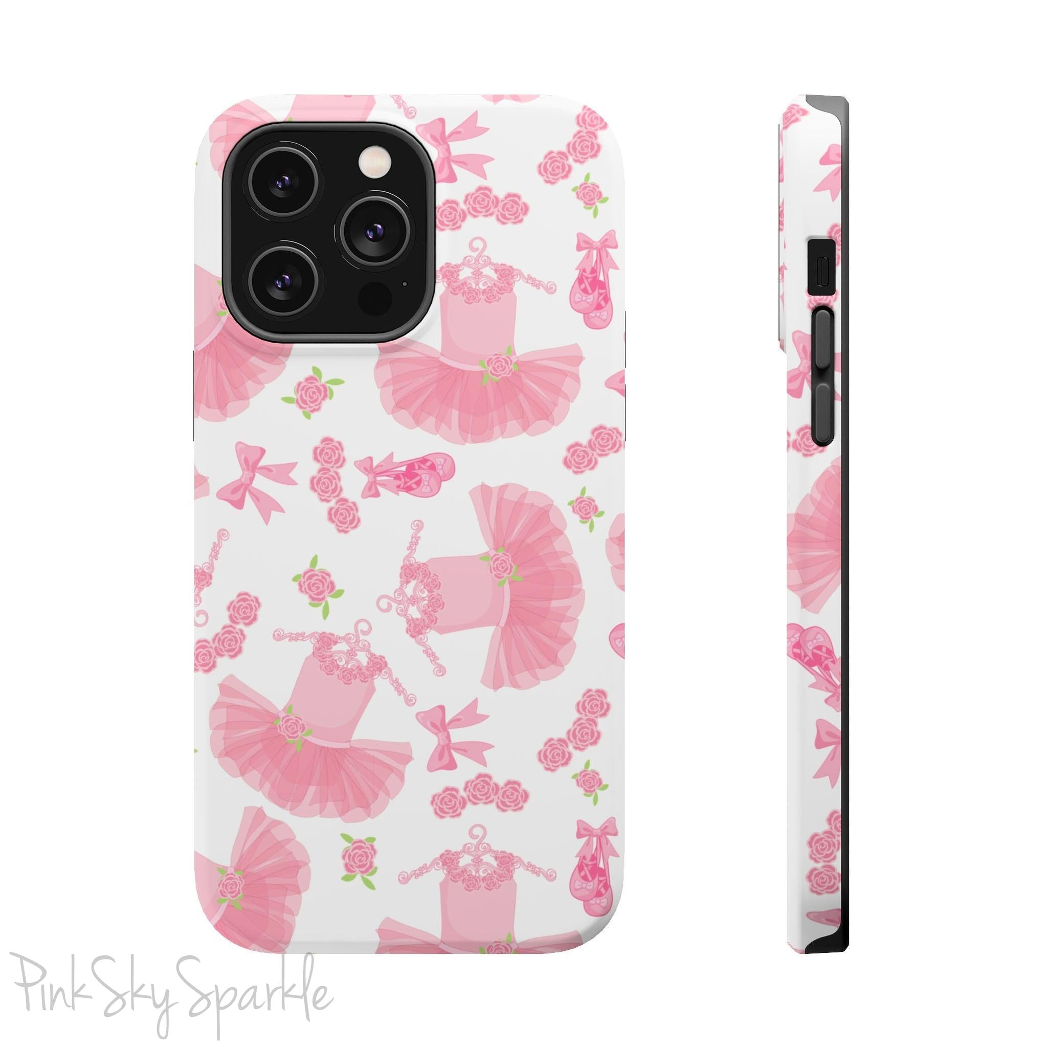 Grace and charm come together with the Petit Pirouette Magnetic iPhone Case. Featuring delicate pink tutus and elegant pink bows in, this case is perfect for dance lovers and those who adore coquette aesthetics. Stylish, durable, and compatible with iPhone models 13, 14, 15, and 16.