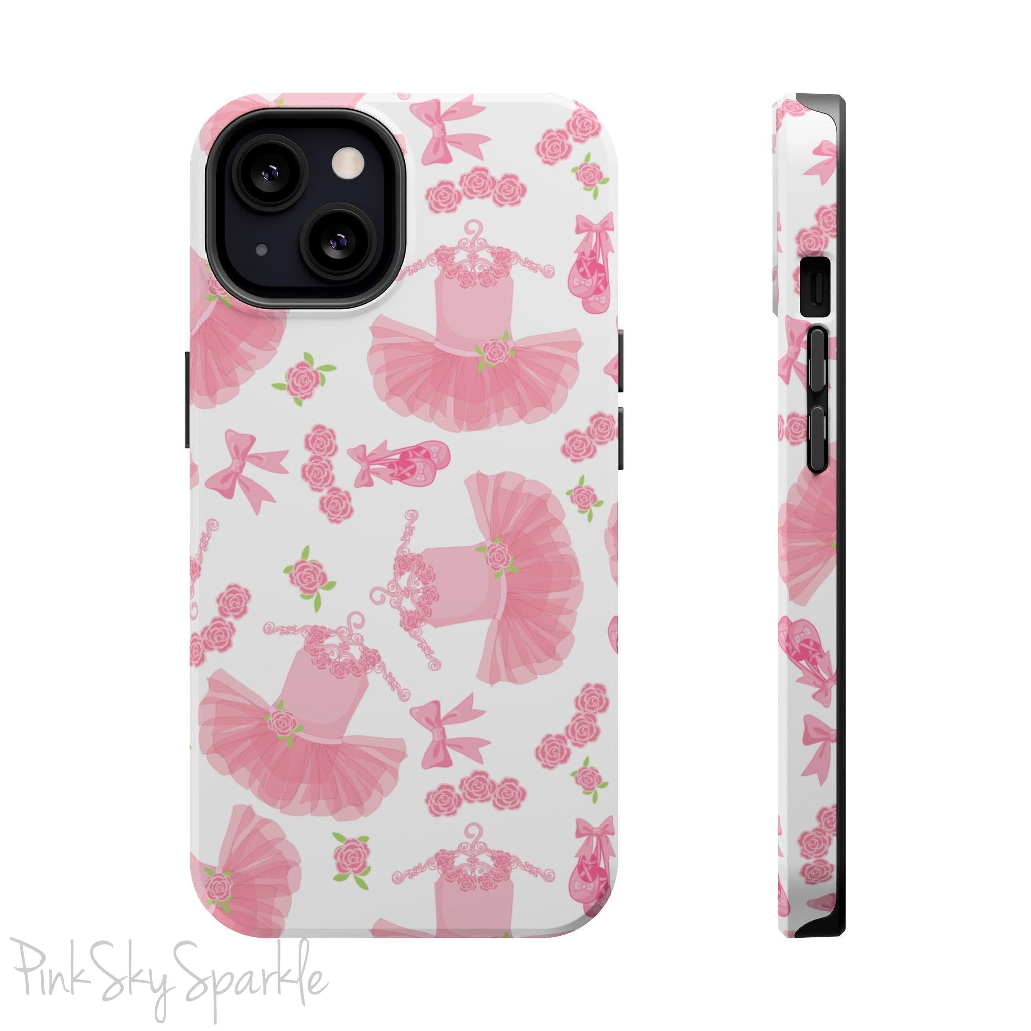 Grace and charm come together with the Petit Pirouette Magnetic iPhone Case. Featuring delicate pink tutus and elegant pink bows in, this case is perfect for dance lovers and those who adore coquette aesthetics. Stylish, durable, and compatible with iPhone models 13, 14, 15, and 16.