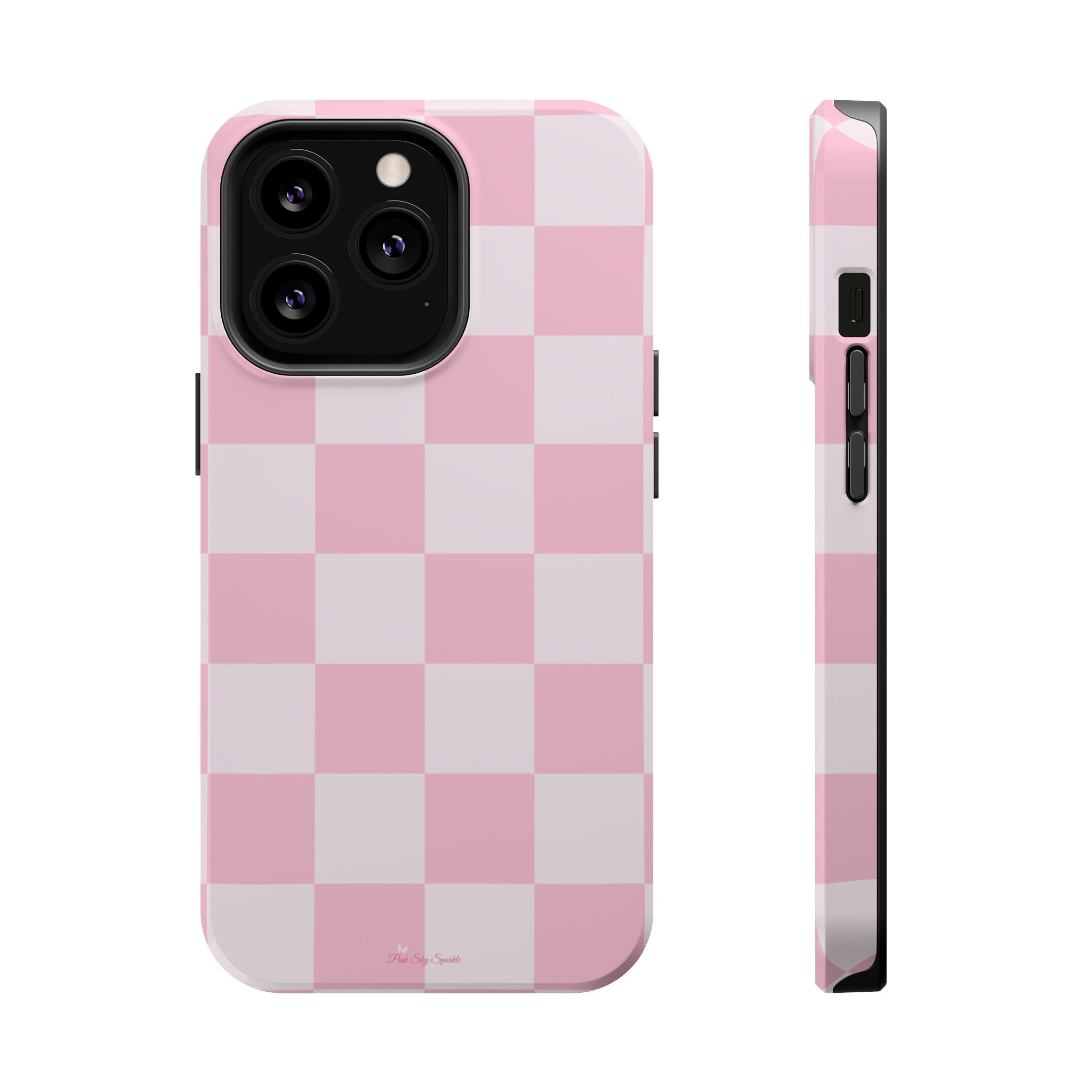 Pink Checkered Magnetic iPhone Case