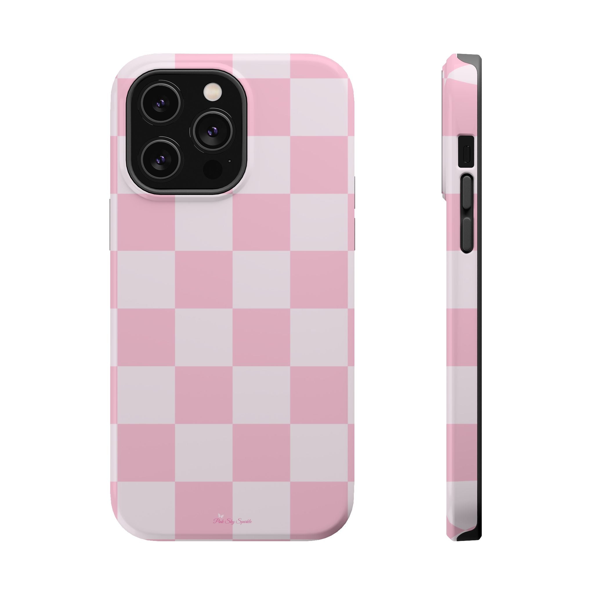 Pink Checkered Magnetic iPhone Case