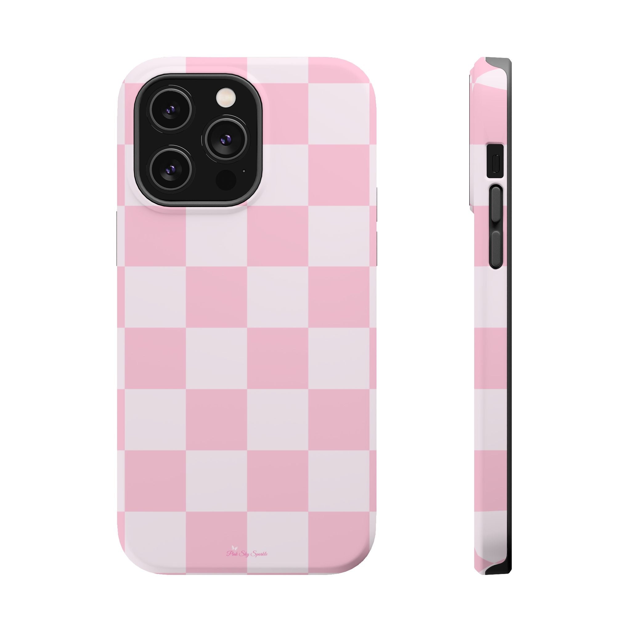 Pink Checkered Magnetic iPhone Case
