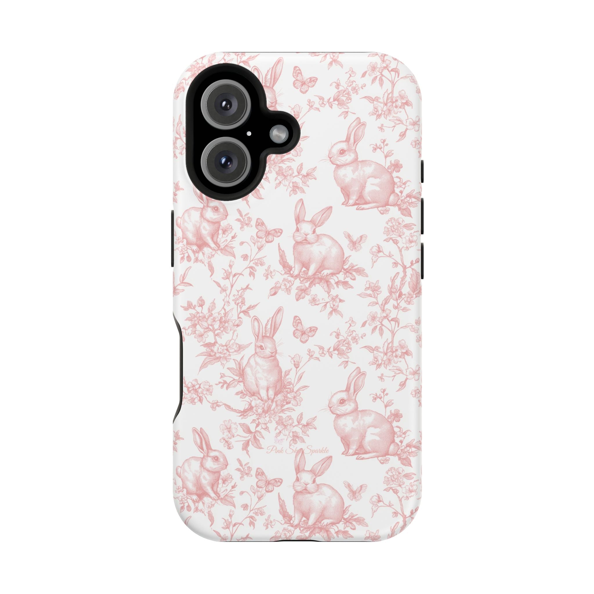 Pink French Toile Floral Rabbit Magnetic iPhone Case