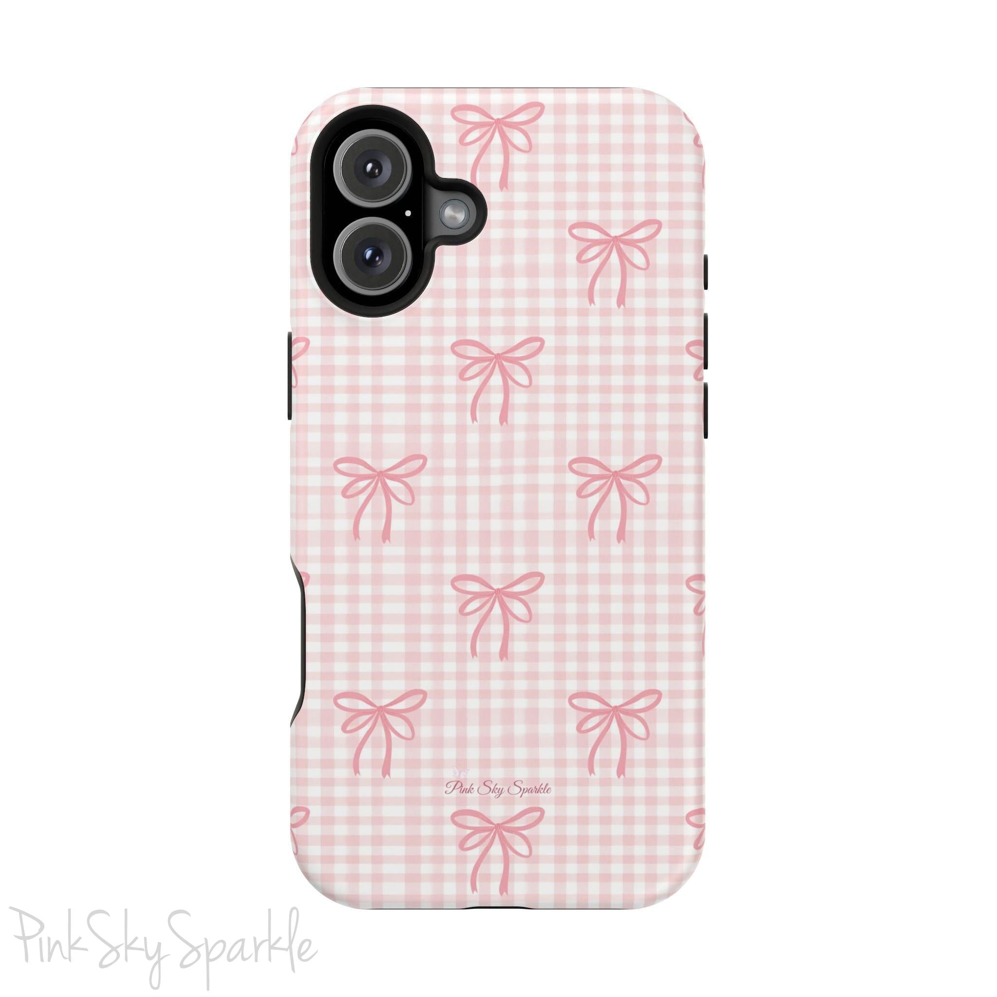 Pink Gingham Coquette Magnetic iPhone Case