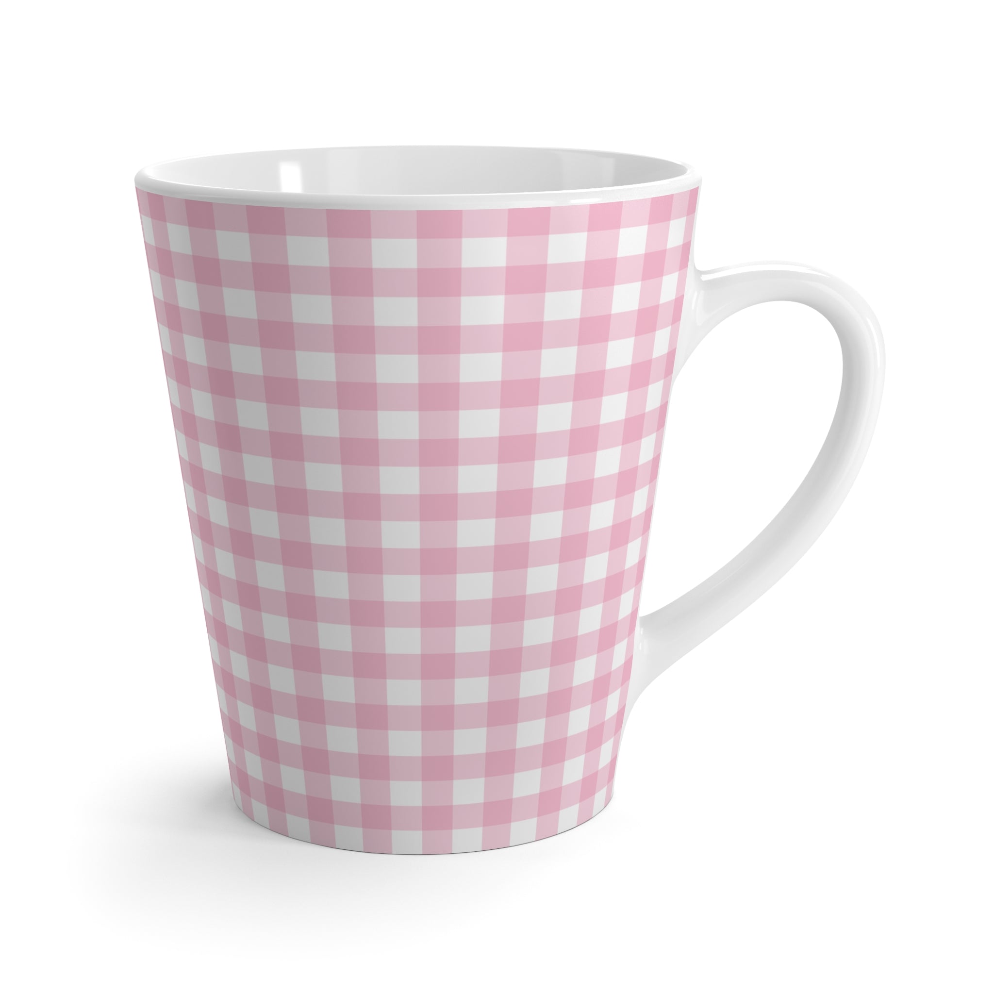 Pink Gingham Latte Mug