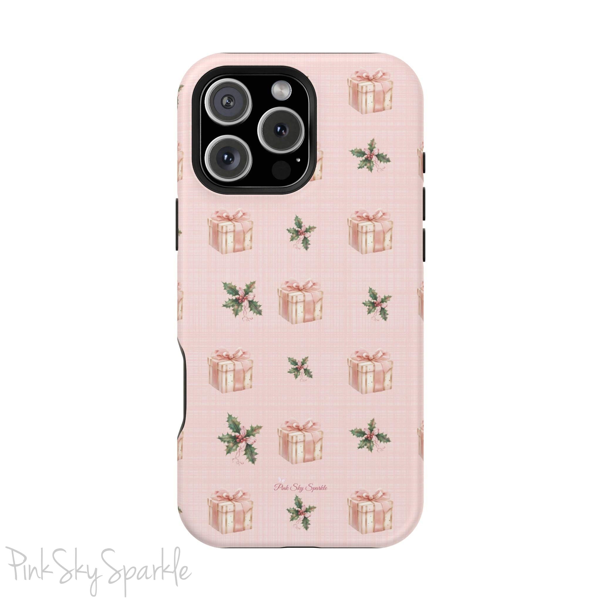 Pink Holly Jolly Magnetic iPhone Case