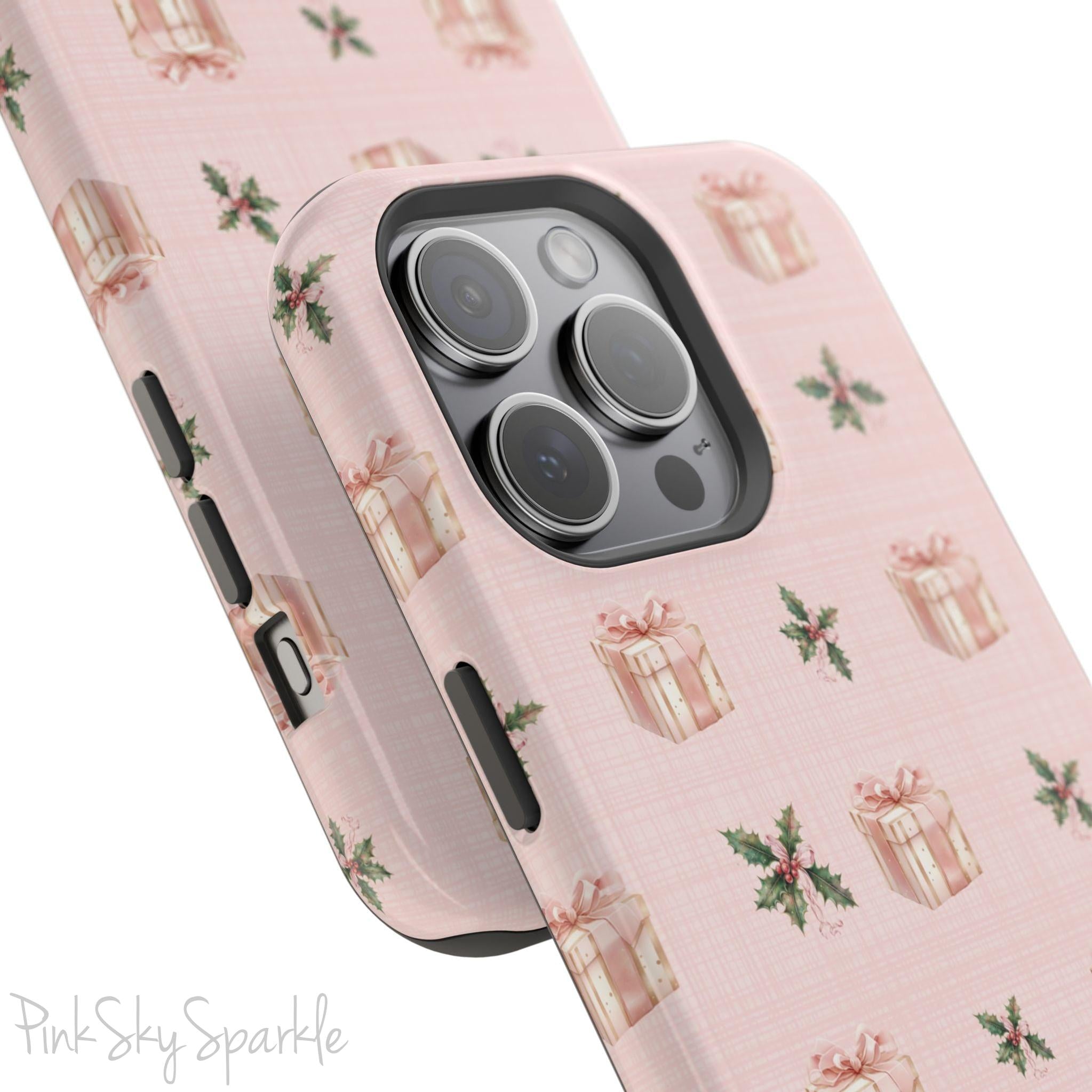 Pink Holly Jolly Magnetic iPhone Case