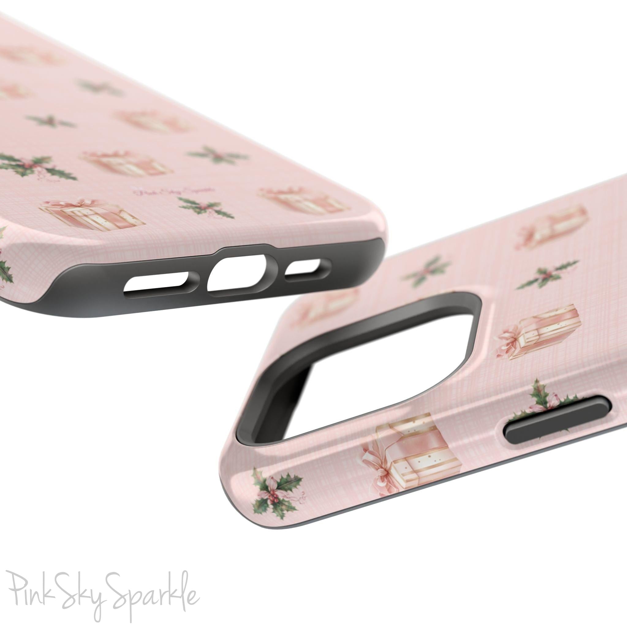 Pink Holly Jolly Magnetic iPhone Case