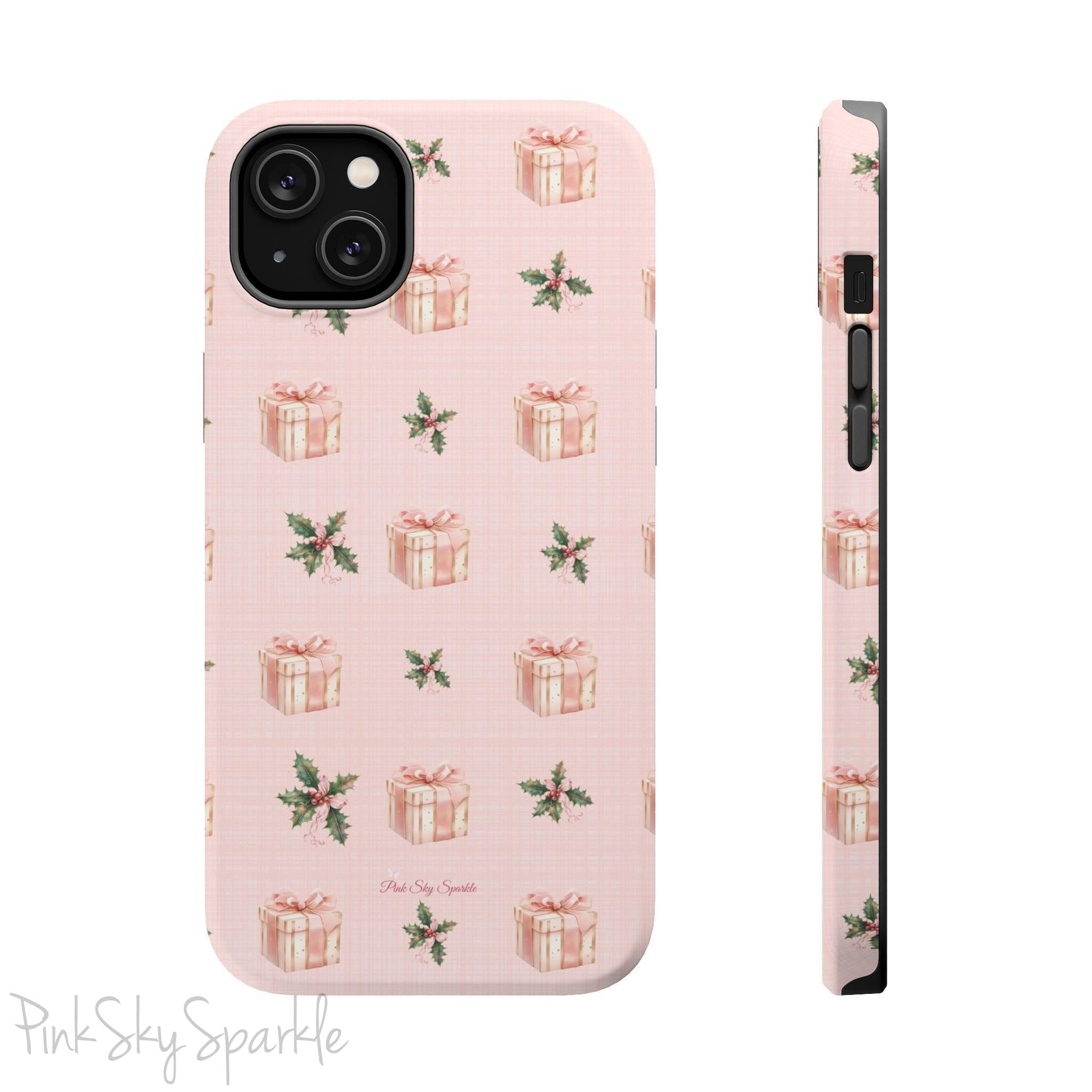 Pink Holly Jolly Magnetic iPhone Case
