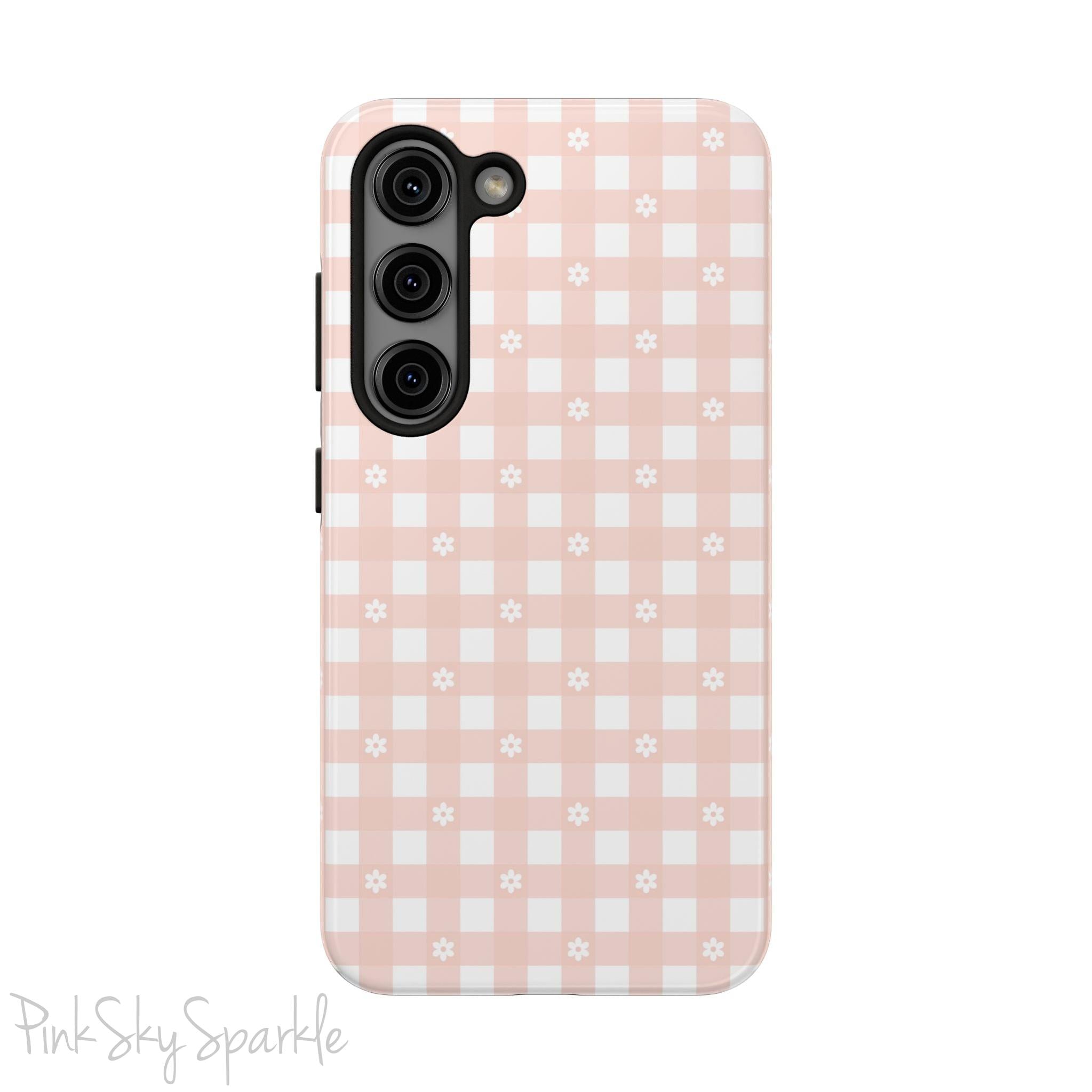 Pink Gingham and Daisy Samsung Galaxy Phone Case