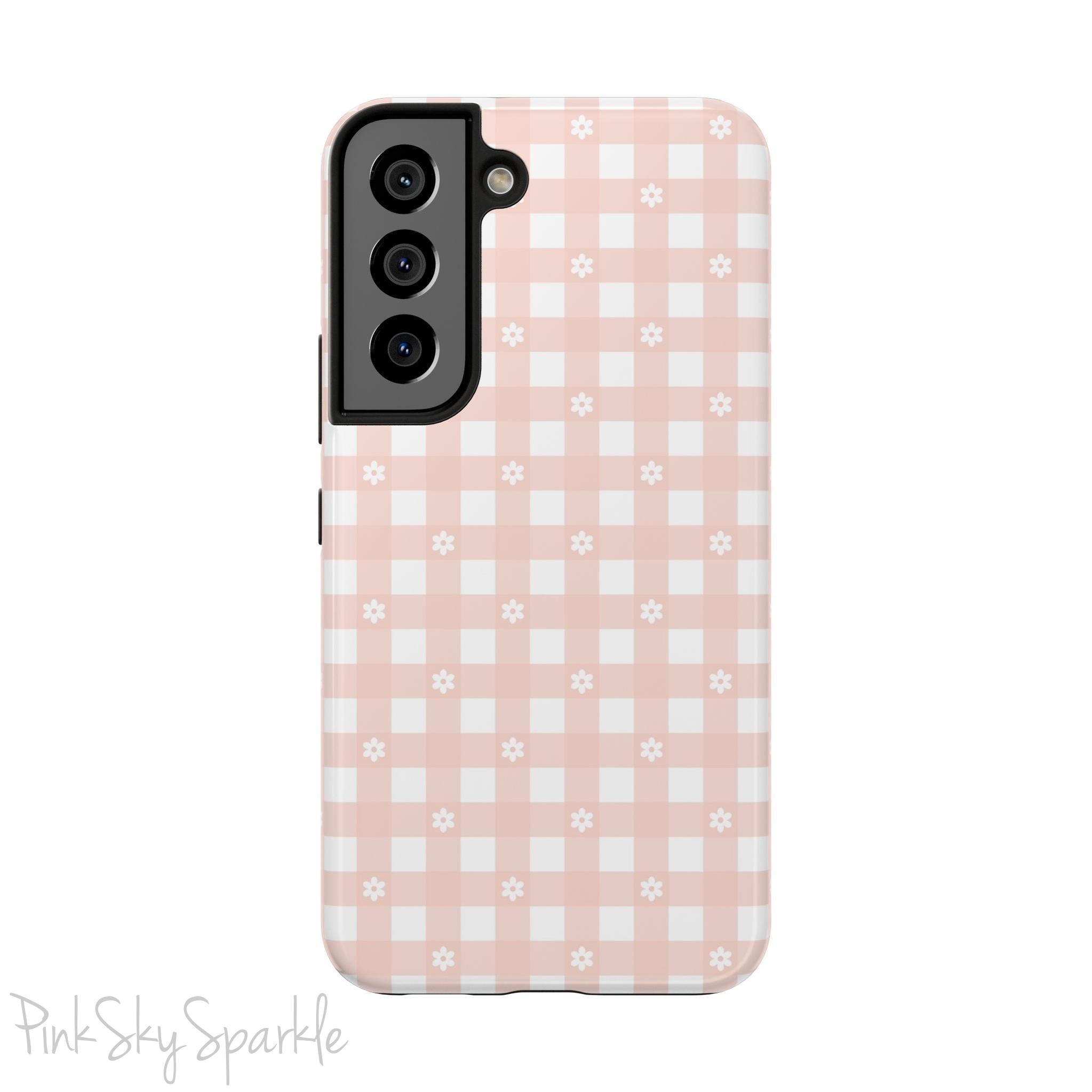 Pink Gingham and Daisy Samsung Galaxy Phone Case