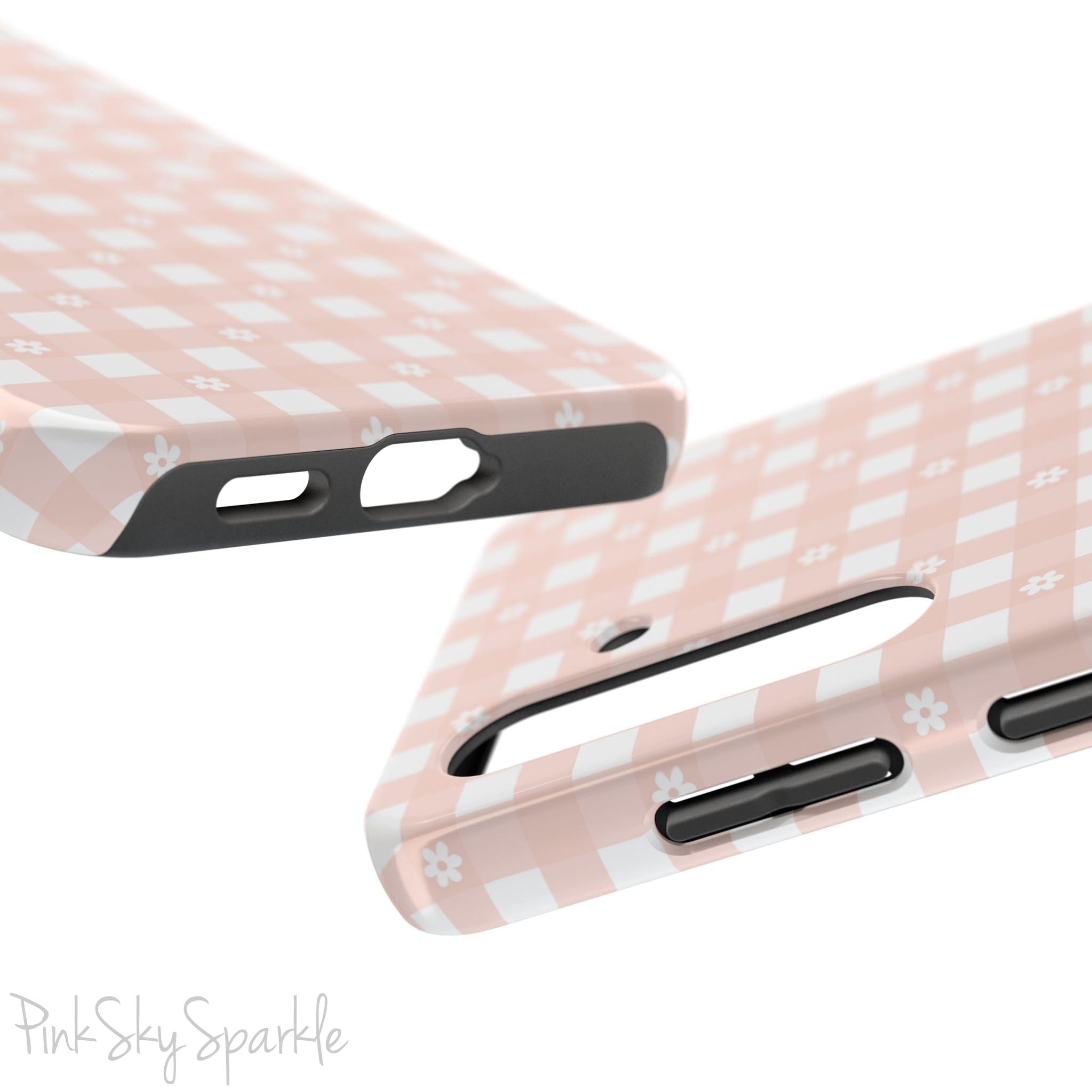 Pink Gingham and Daisy Samsung Galaxy Phone Case