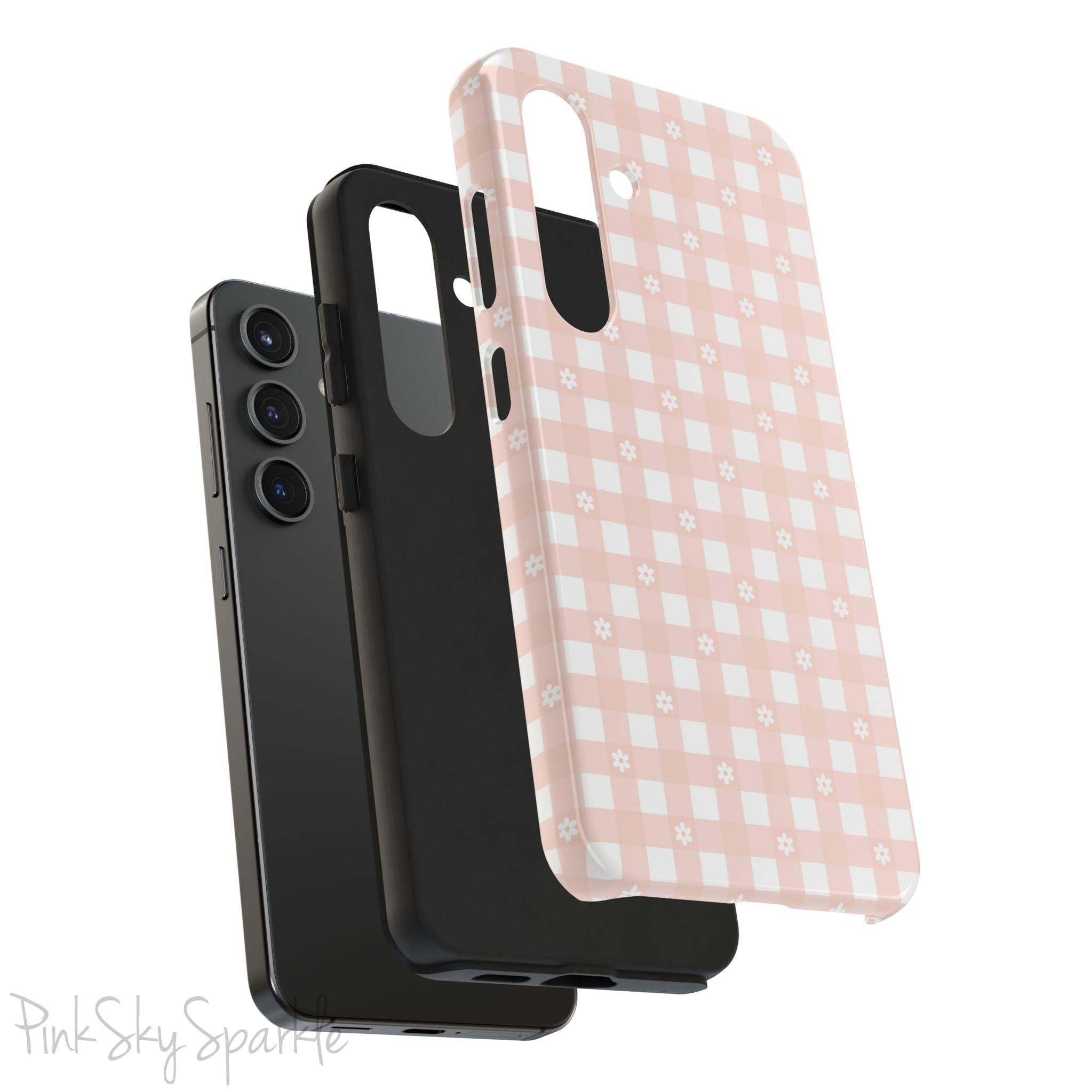 Pink Gingham and Daisy Samsung Galaxy Phone Case
