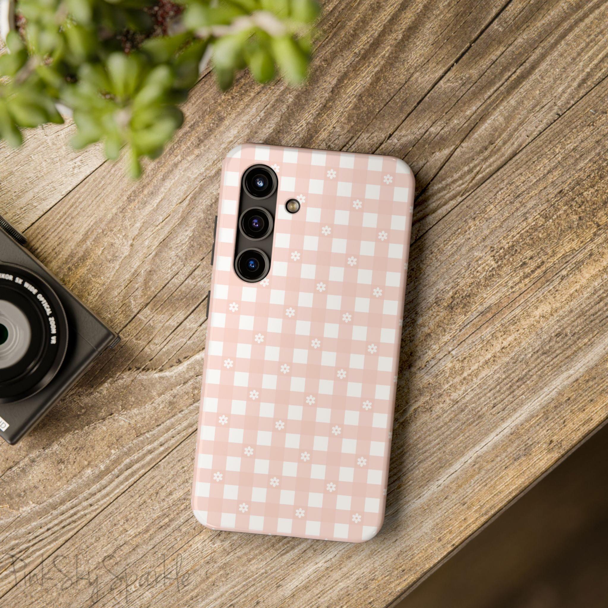 Pink Gingham and Daisy Samsung Galaxy Phone Case