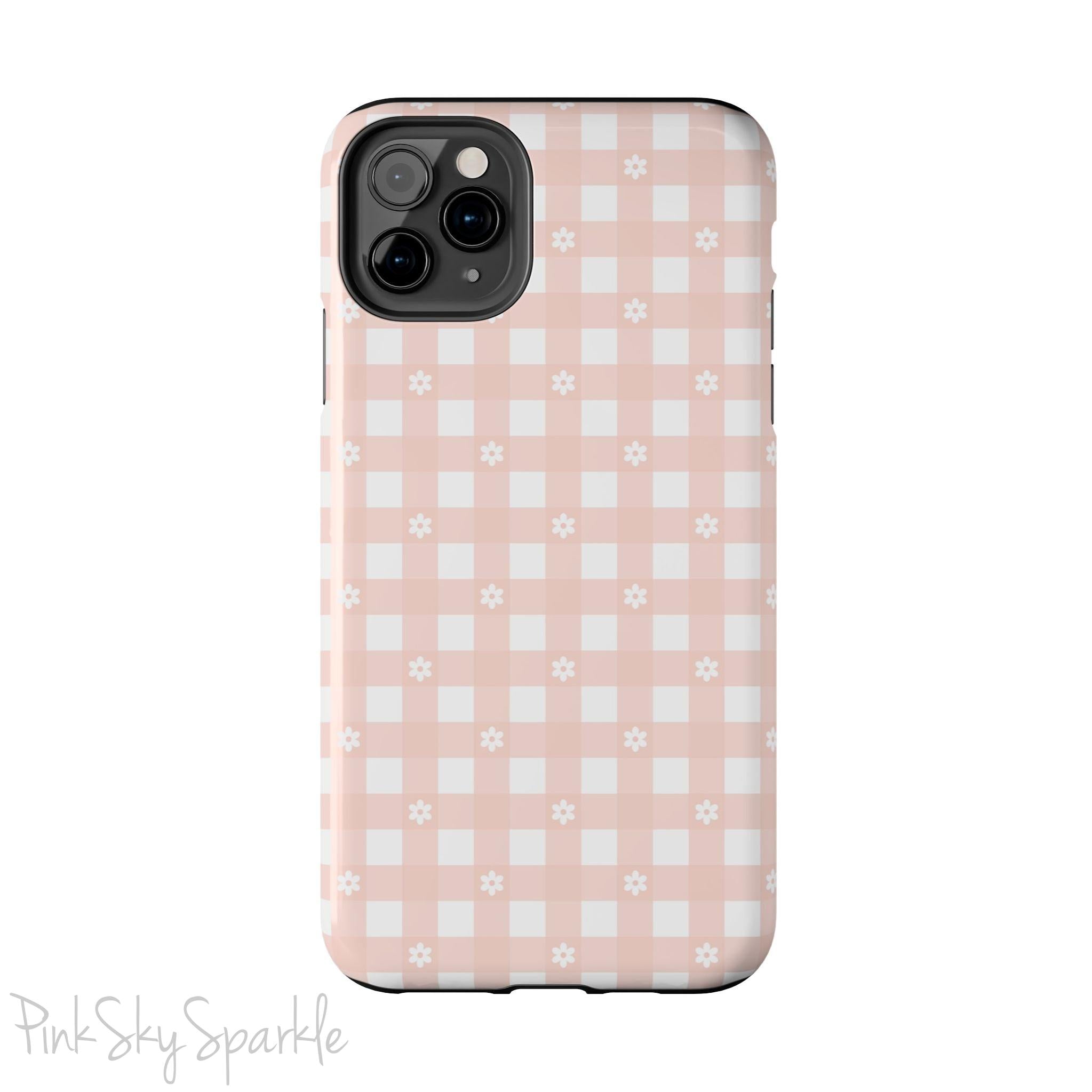 Pink Gingham and Daisy Tough iPhone Case