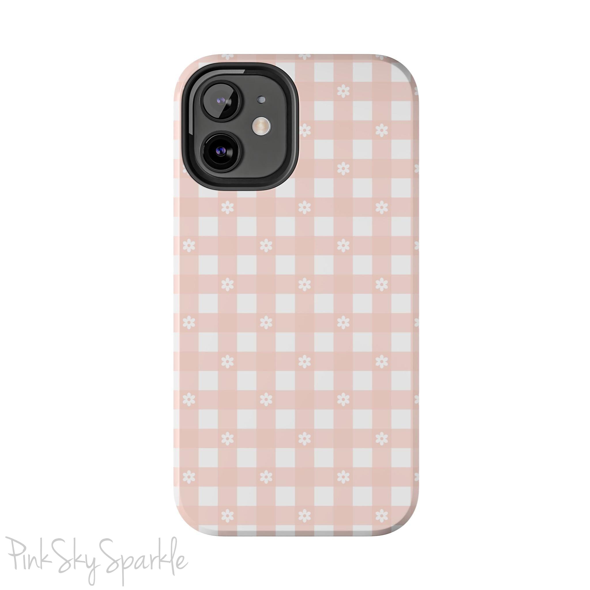 Pink Gingham and Daisy Tough iPhone Case