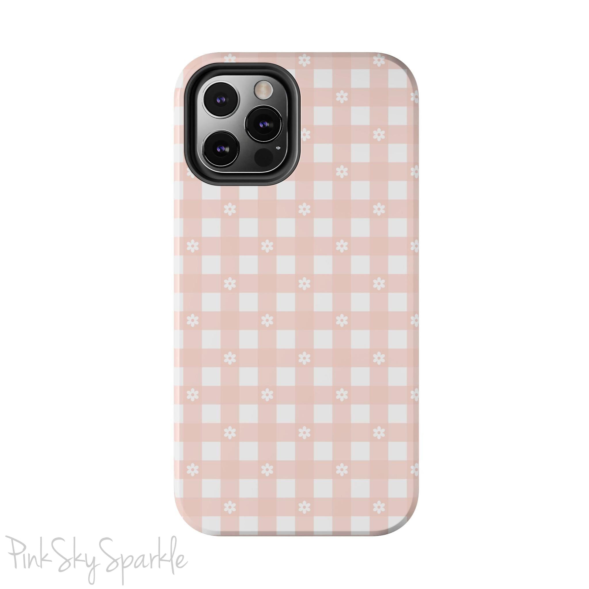 Pink Gingham and Daisy Tough iPhone Case