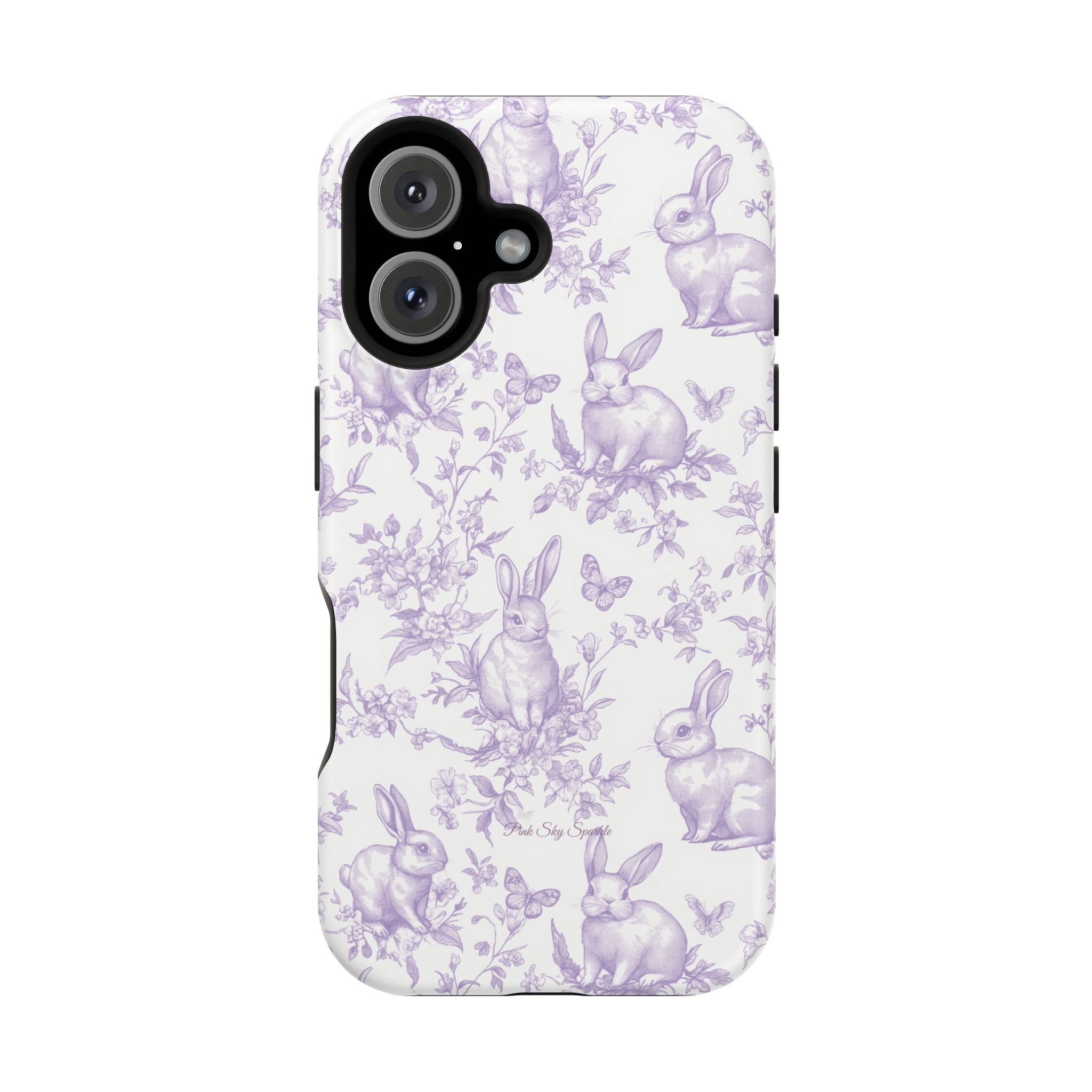 Purple French Toile Floral Rabbit Magnetic iPhone Case