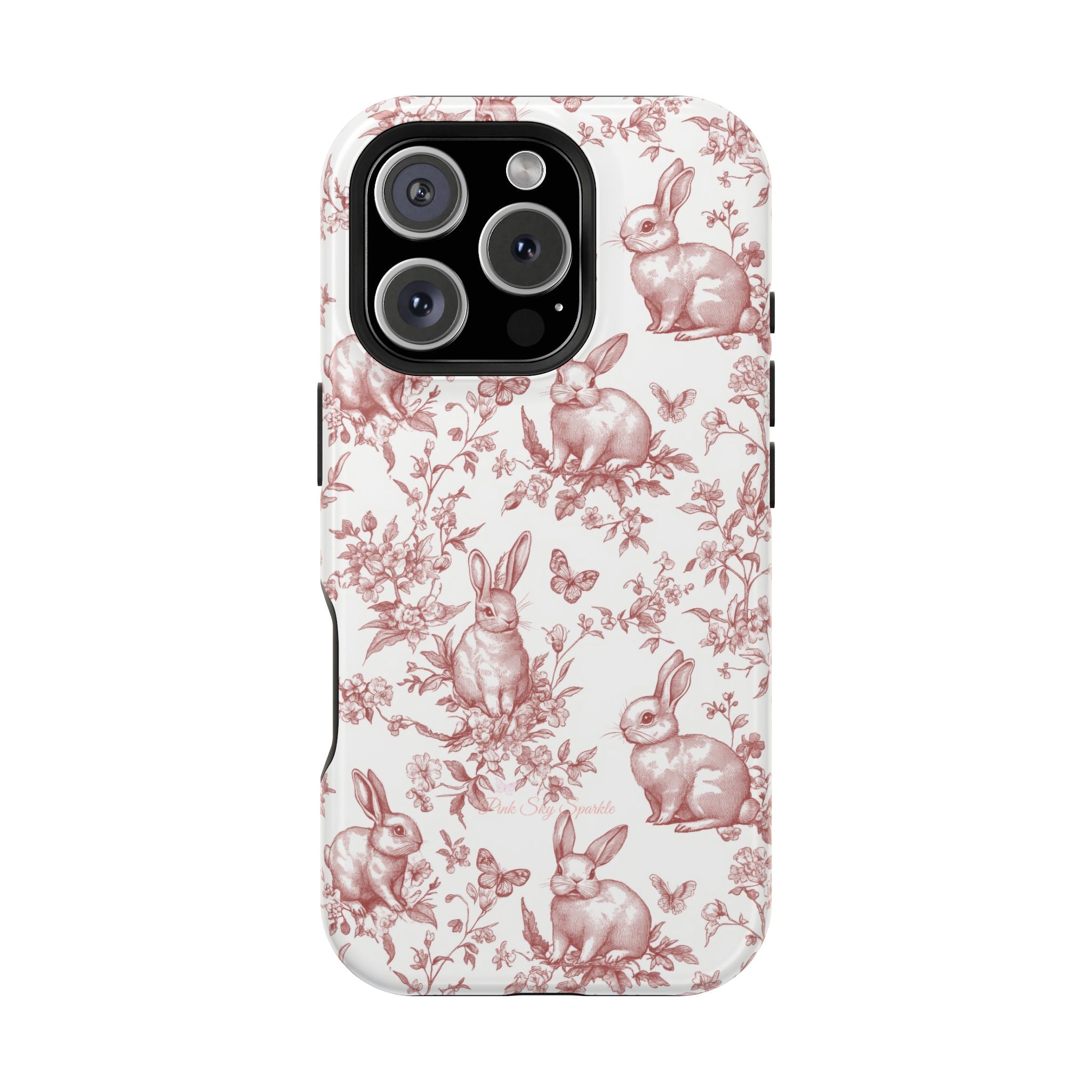 Red French Toile Floral Rabbit Magnetic iPhone Case