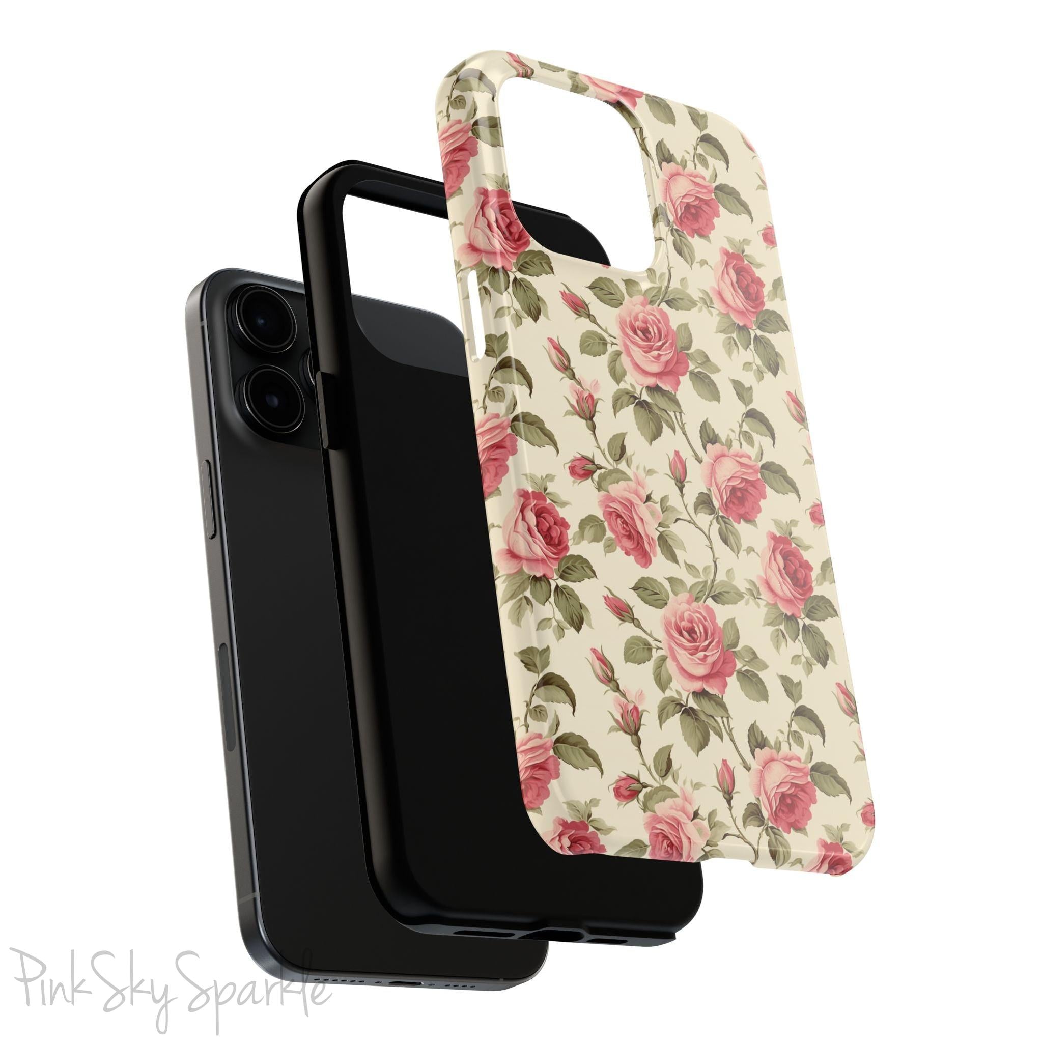 Protect your iPhone with our Rose Garden Tough iPhone Case, and add a touch of style and durability to your device! Featuring an ivory background and a rose vine pattern.