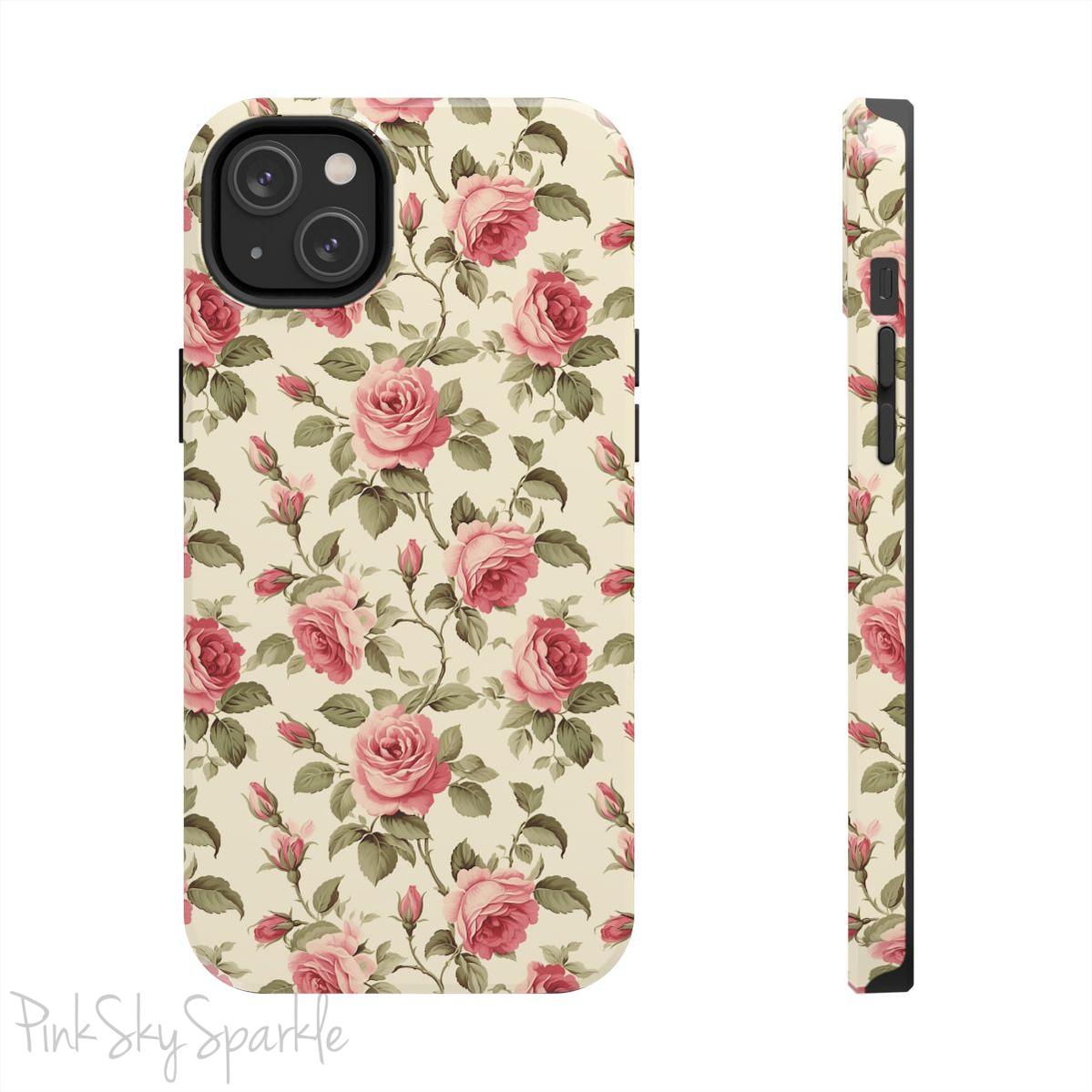 Protect your iPhone with our Rose Garden Tough iPhone Case, and add a touch of style and durability to your device! Featuring an ivory background and a rose vine pattern.