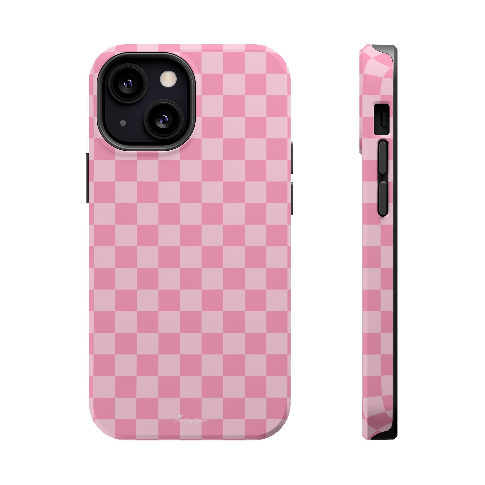 Stylish Pink Checkered Magnetic iPhone Case