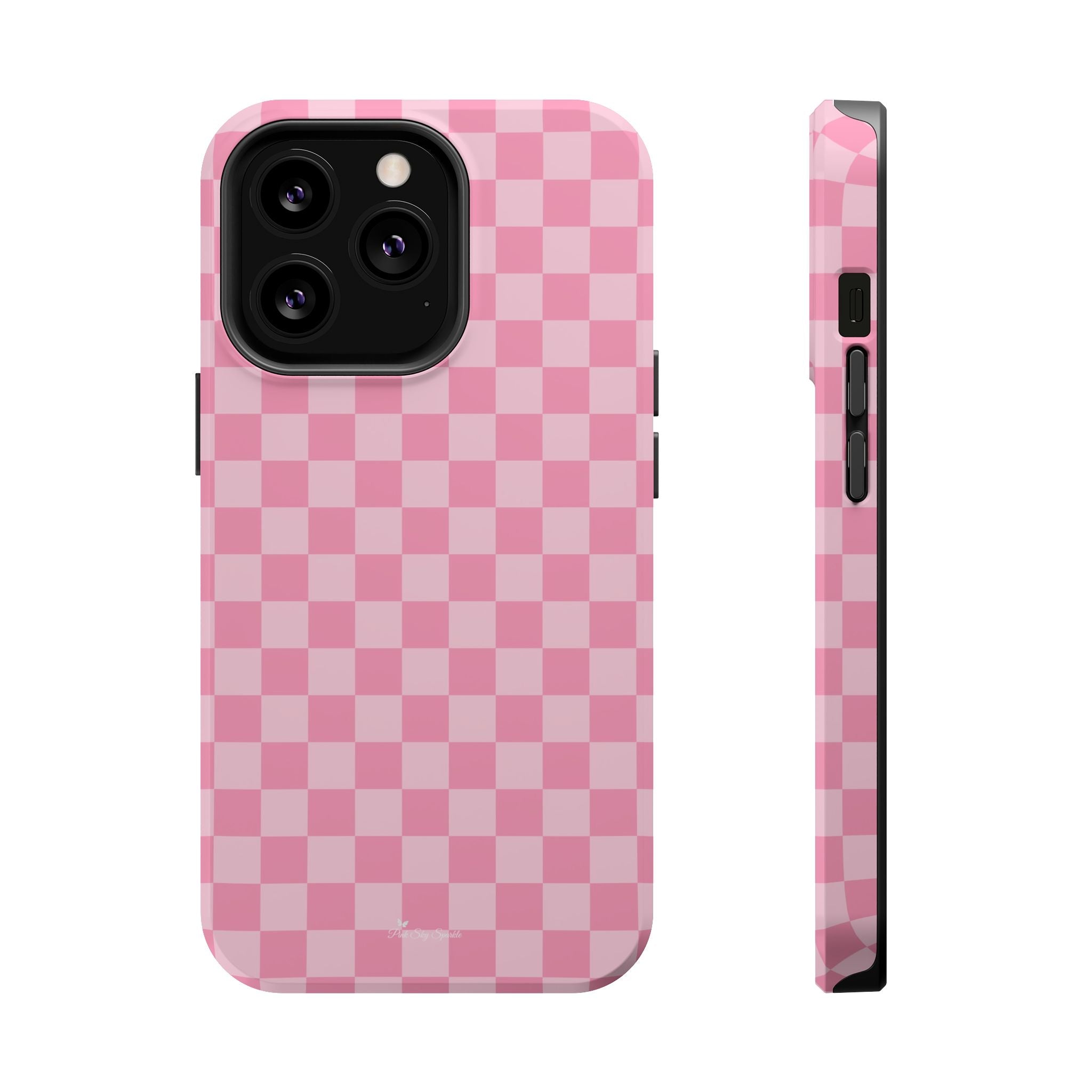 Stylish Pink Checkered Magnetic iPhone Case