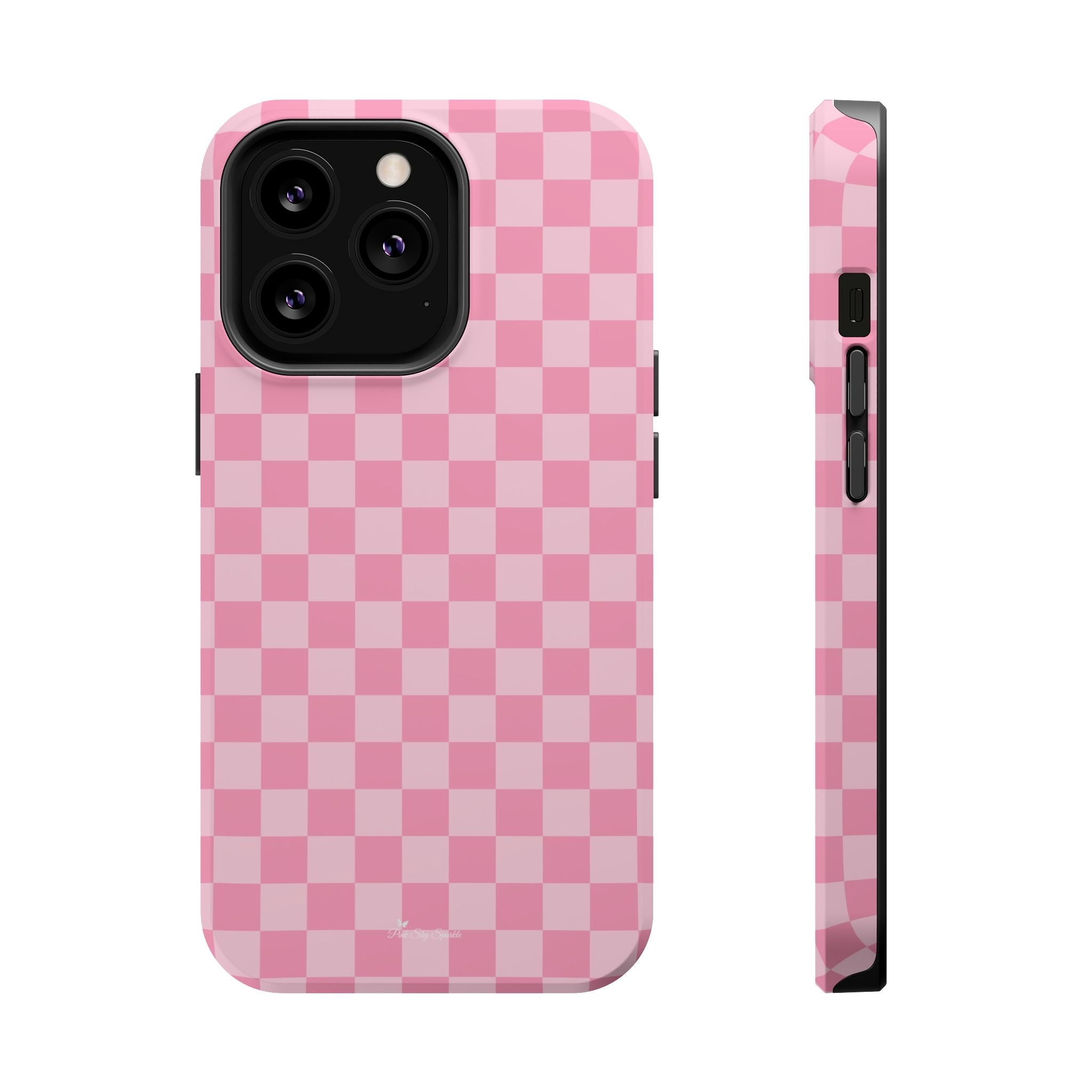 Stylish Pink Checkered Magnetic iPhone Case